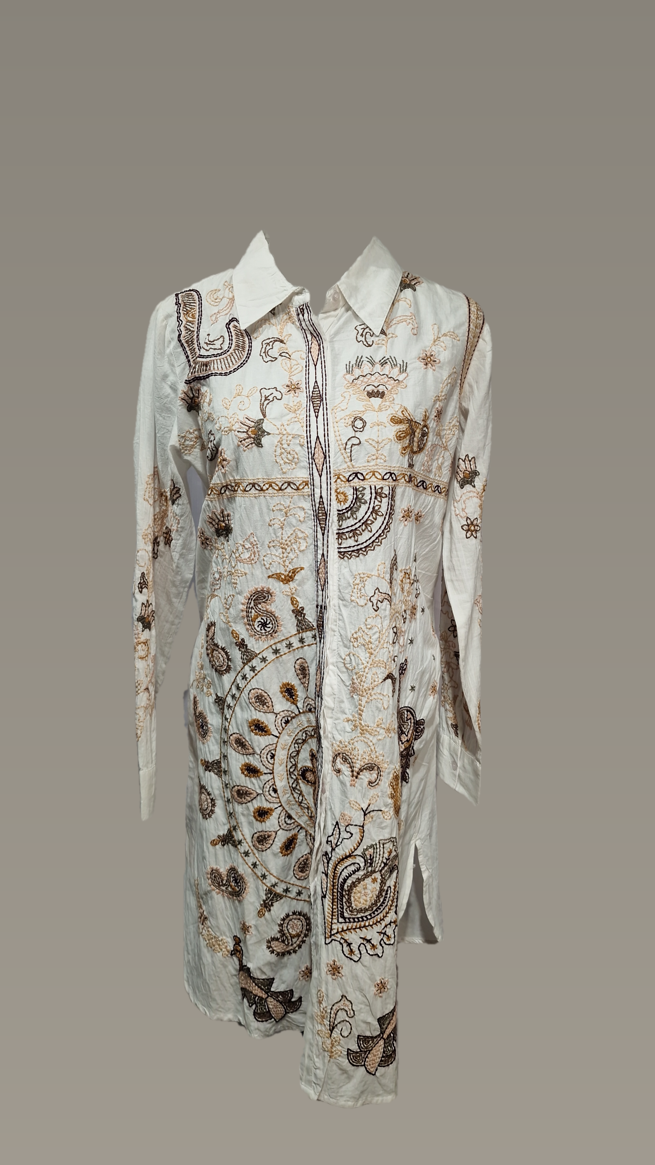 Emb Cotton Dress collar Dress