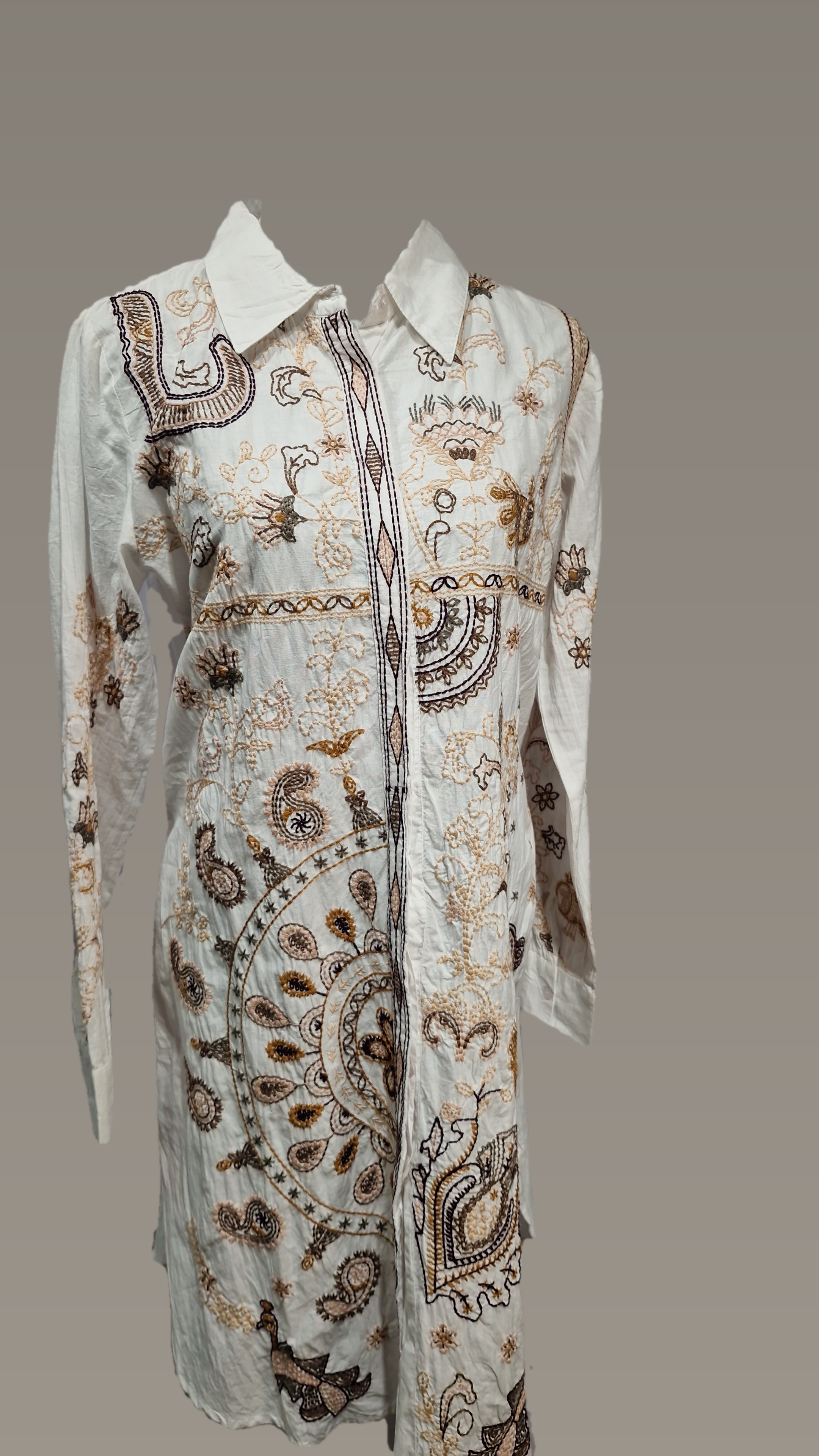 Emb Cotton Dress collar Dress