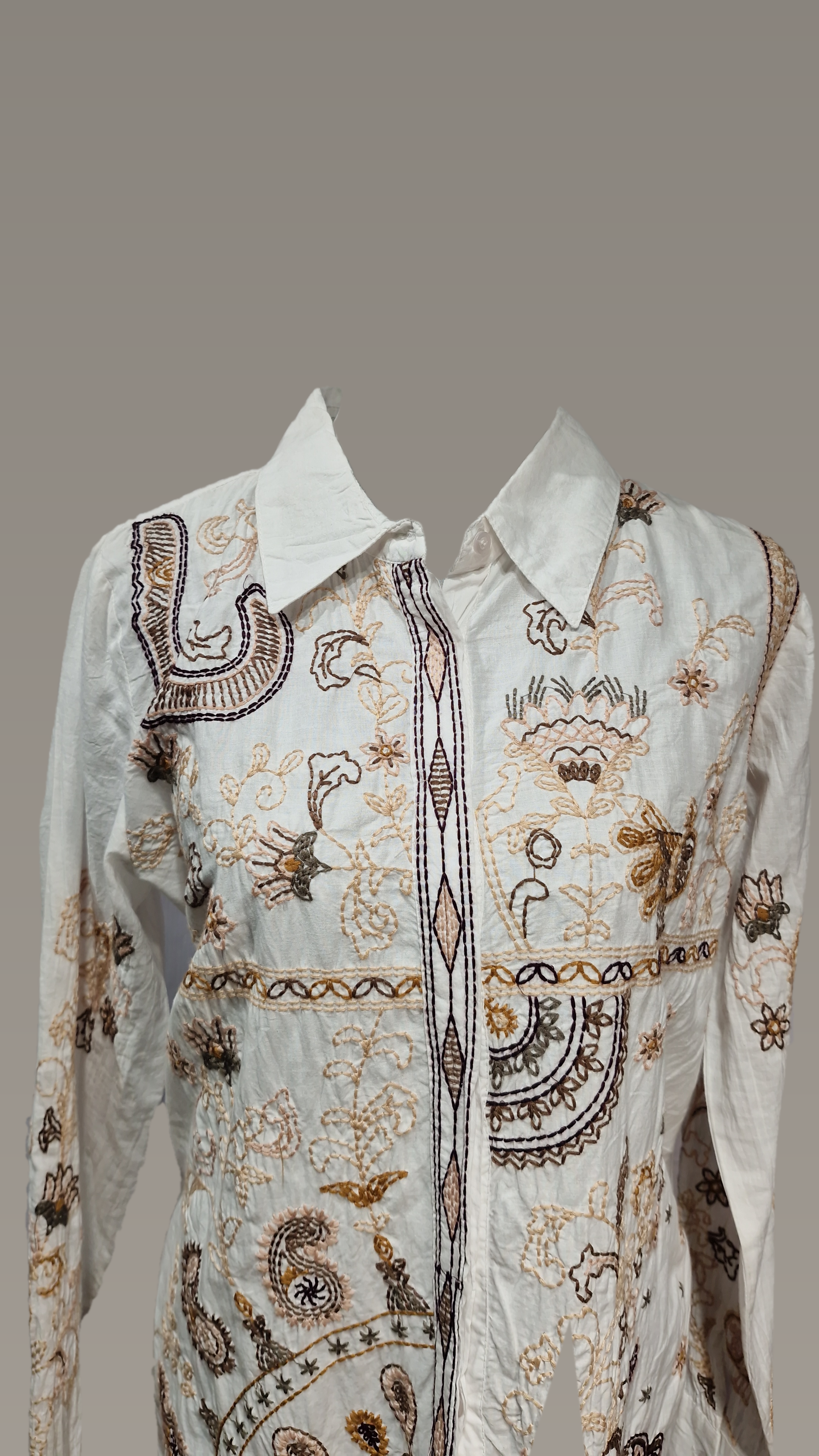 Emb Cotton Dress collar Dress