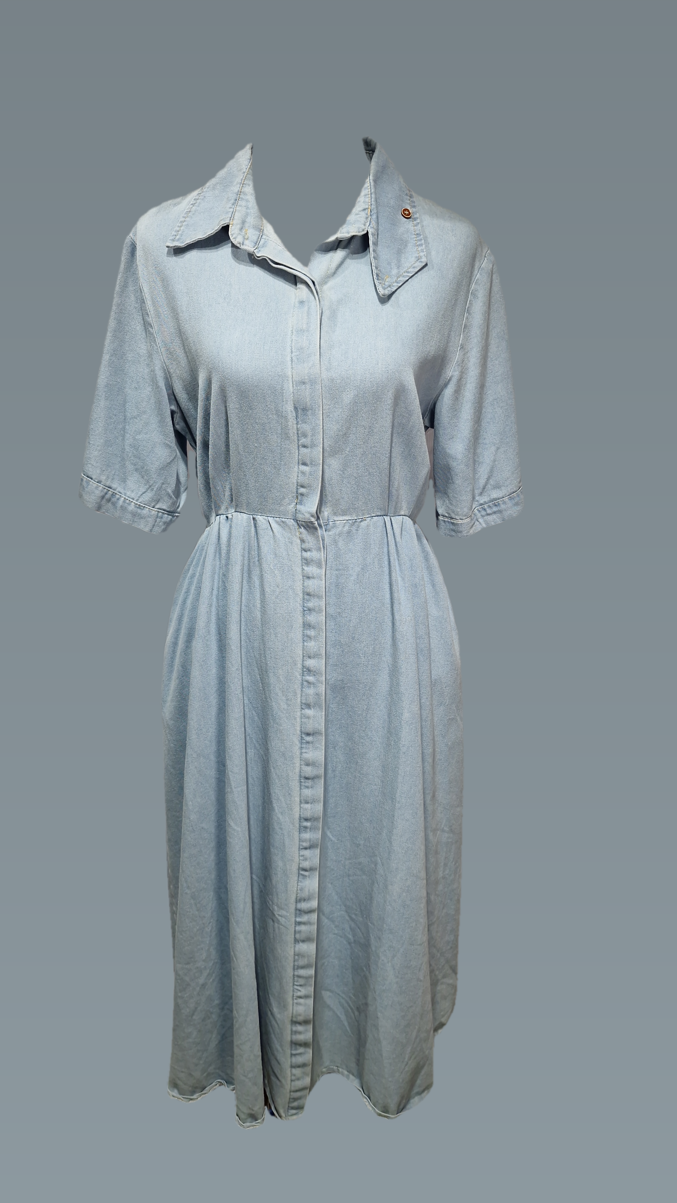 Denim Midi Dress Collar