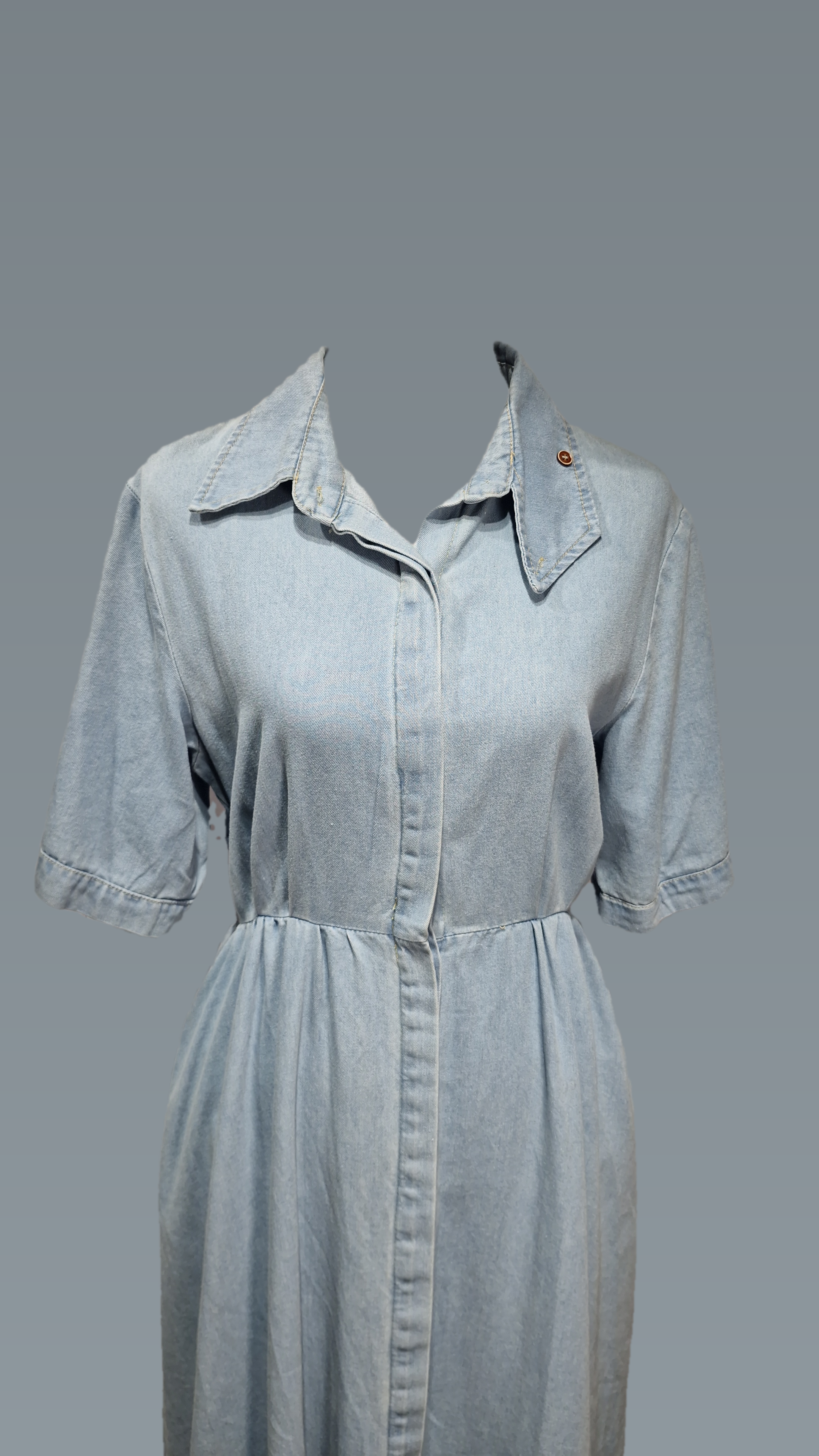 Denim Midi Dress Collar