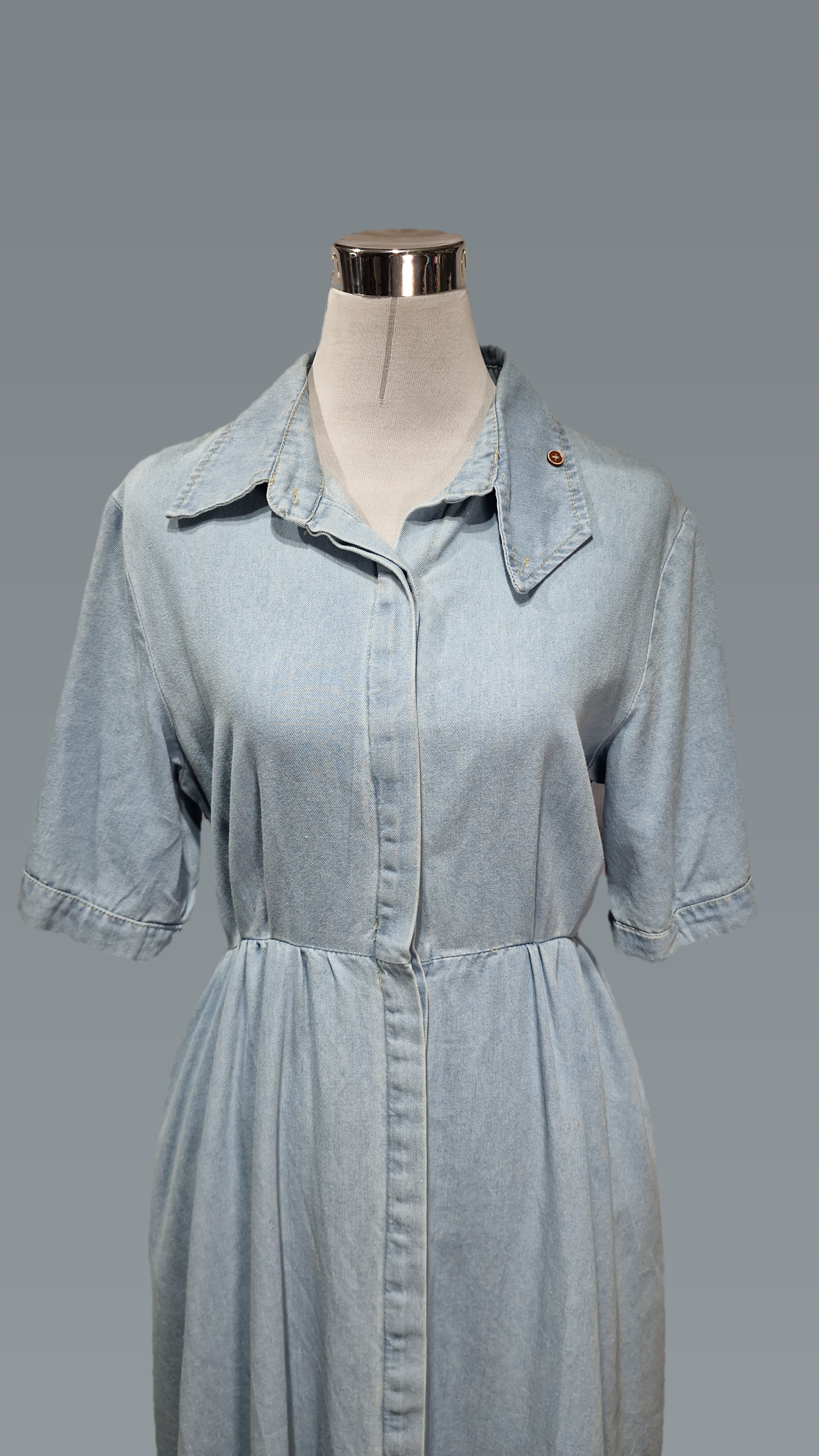 Denim Midi Dress Collar