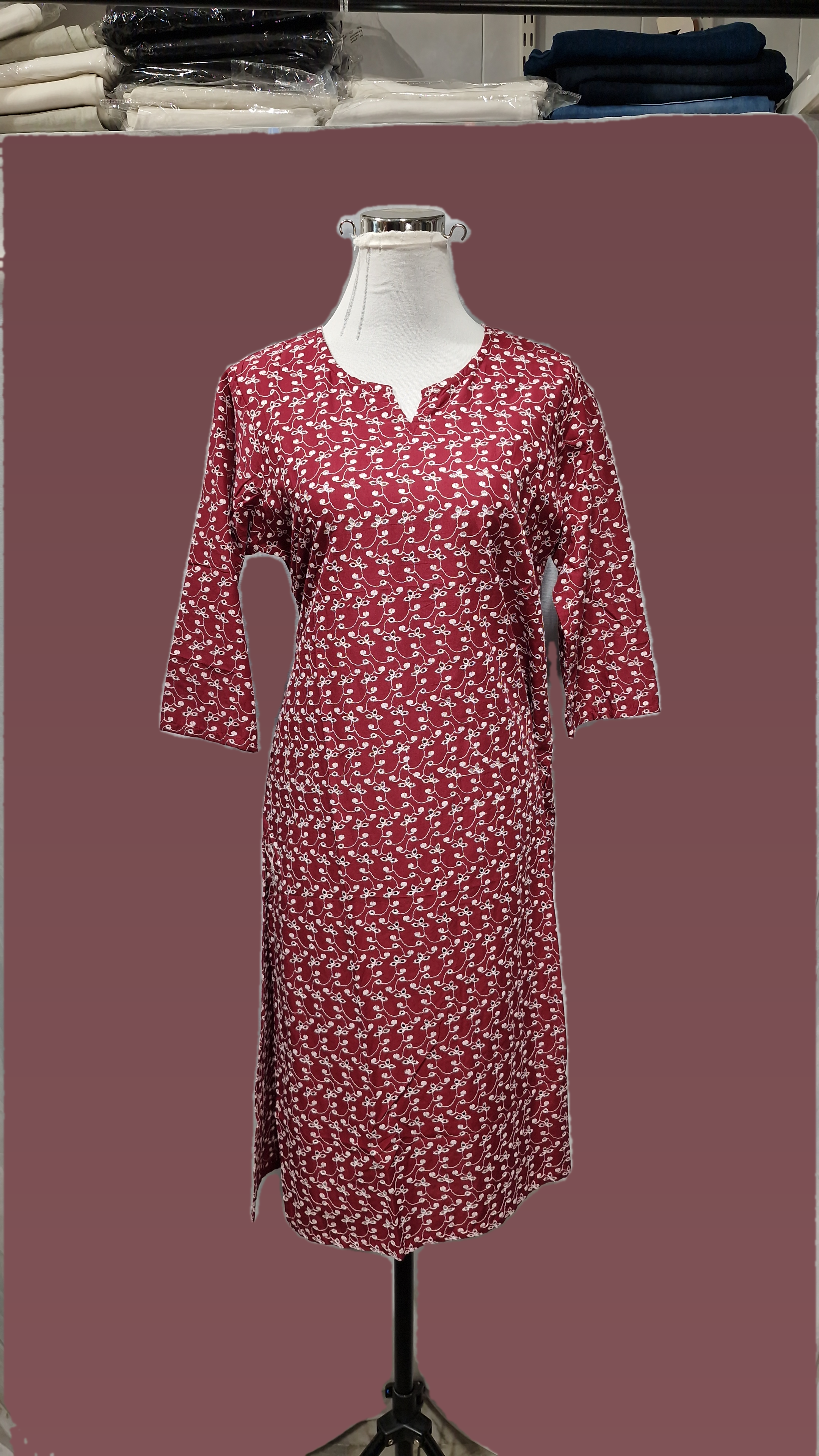 Long Kurti hakoba Mahroon Kurti