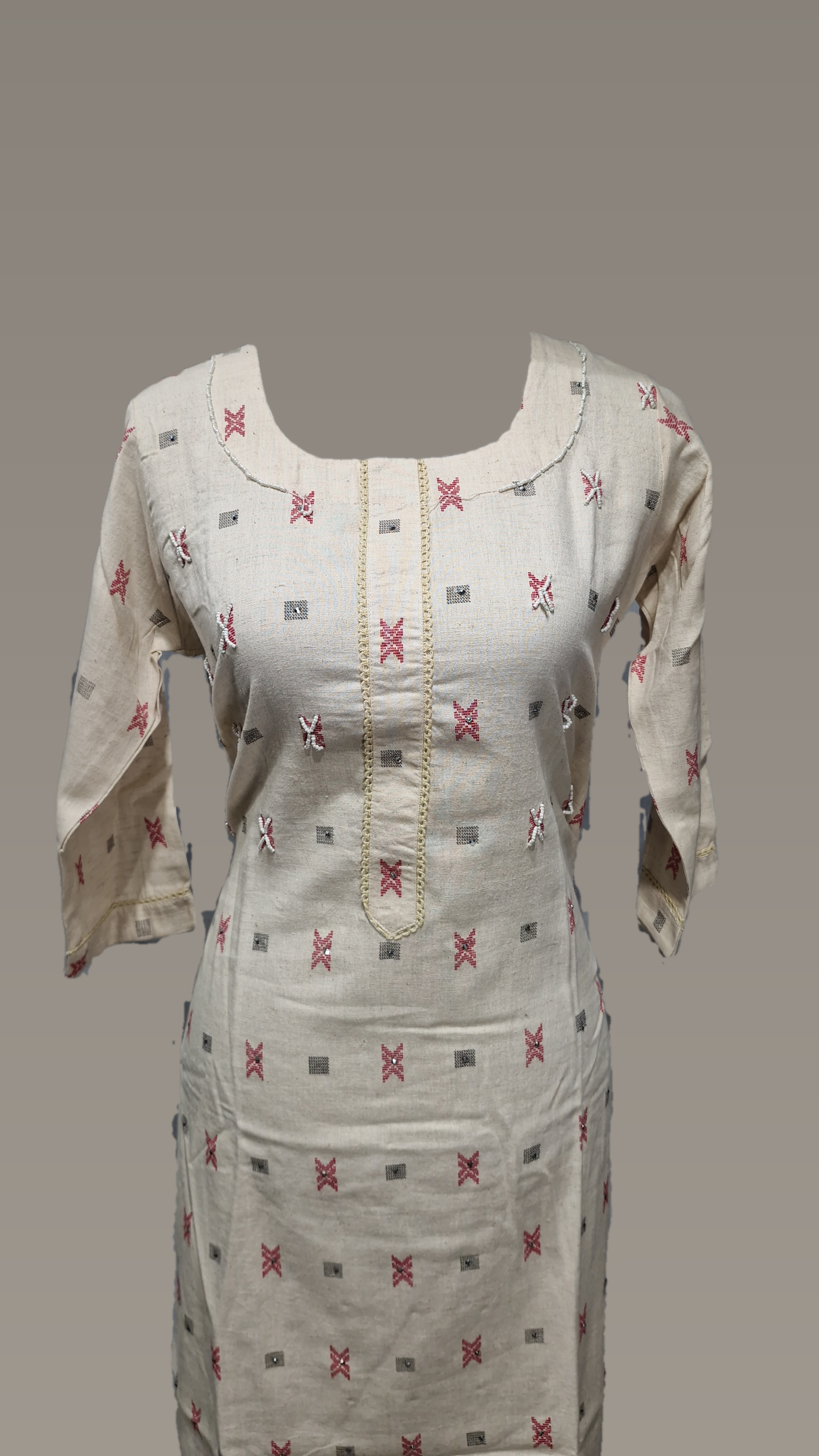 Khadi Kurti Glass/Bead