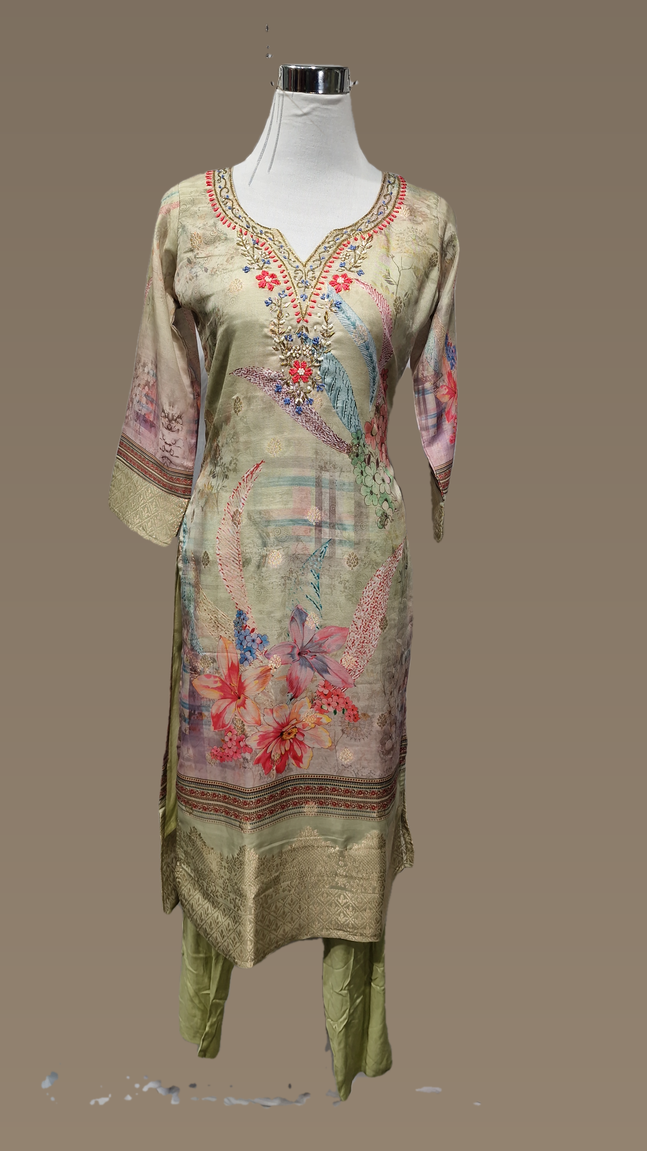 3PCS 1355 Muslin AB Suit Green