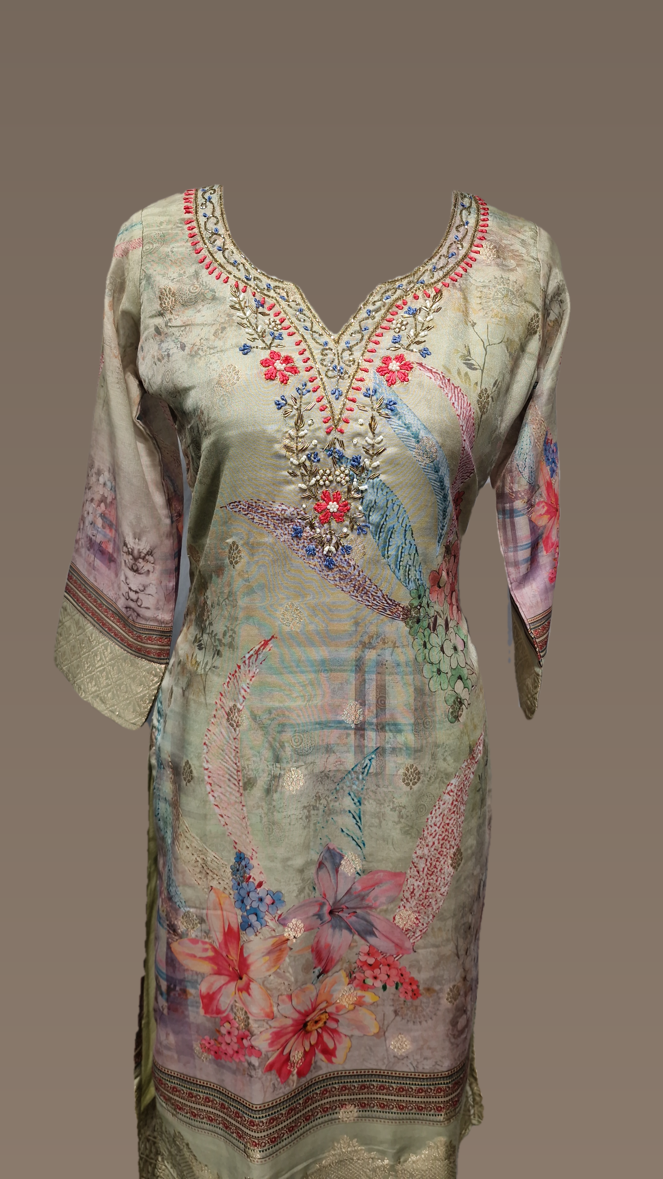 3PCS 1355 Muslin AB Suit Green