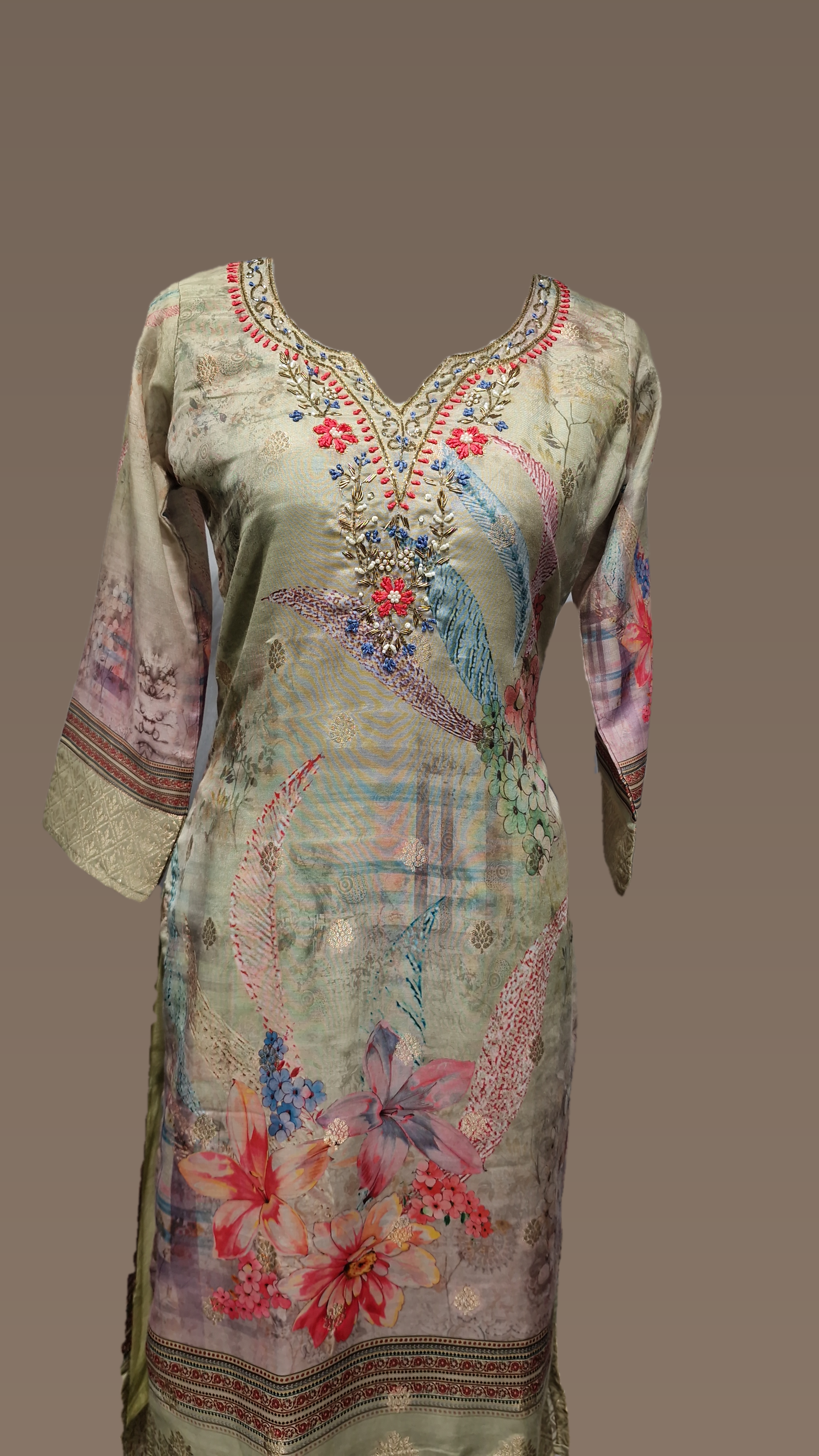 3PCS 1355 Muslin AB Suit Green