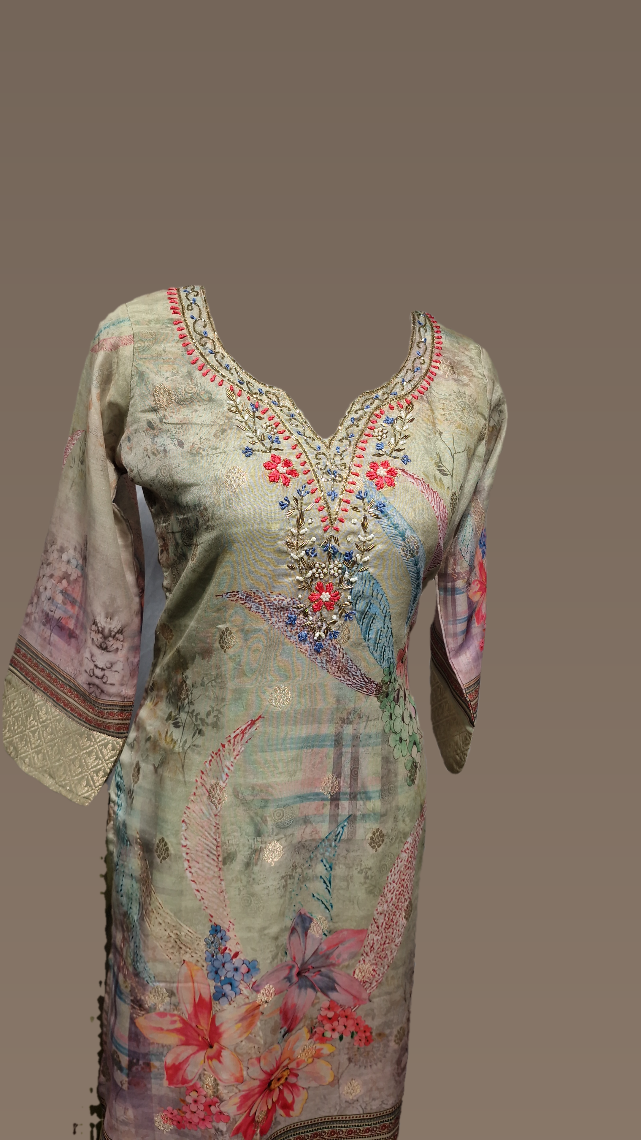 3PCS 1355 Muslin AB Suit Green