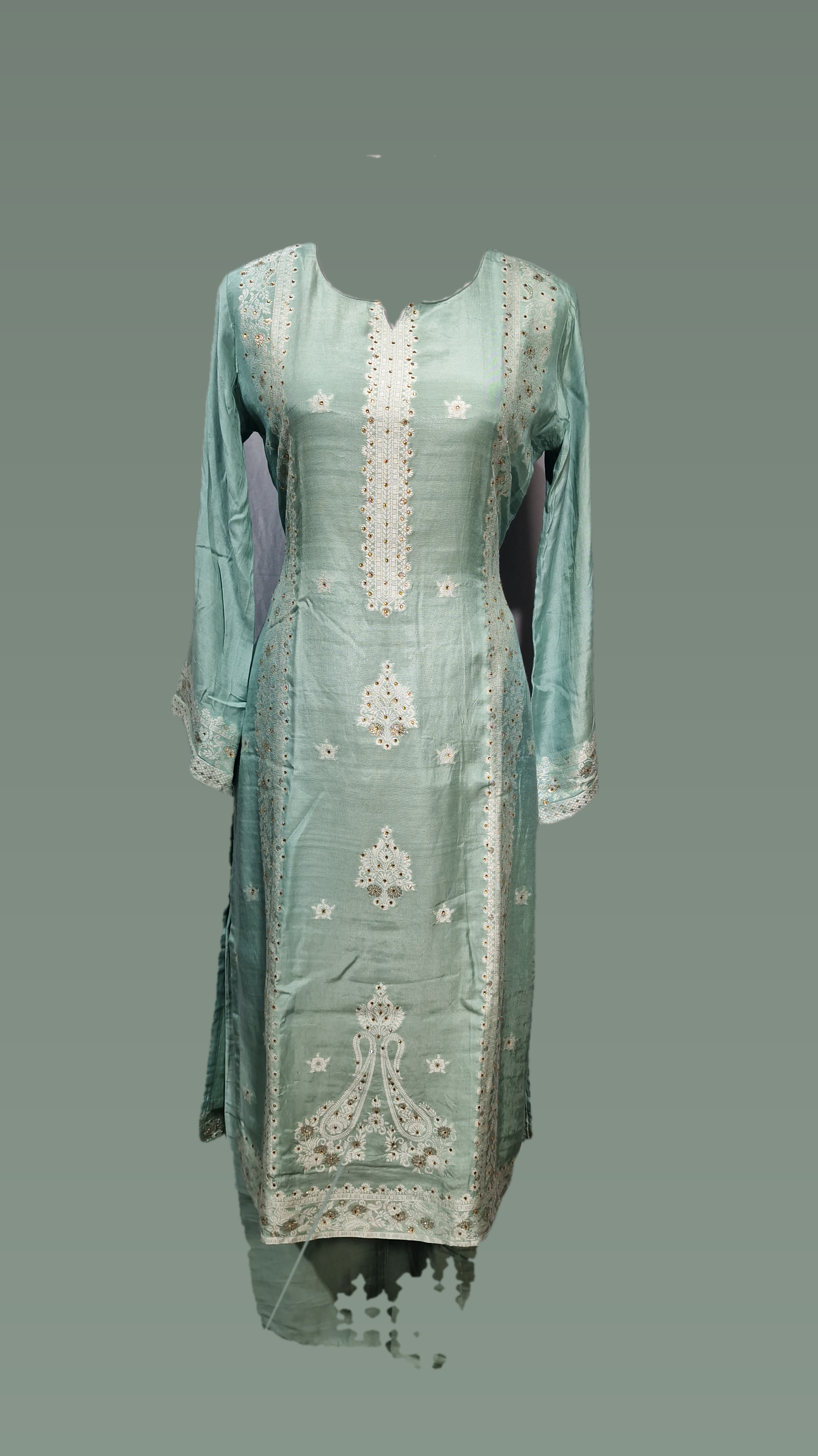 3PCS 113D Green Cotton Mix AB Suit