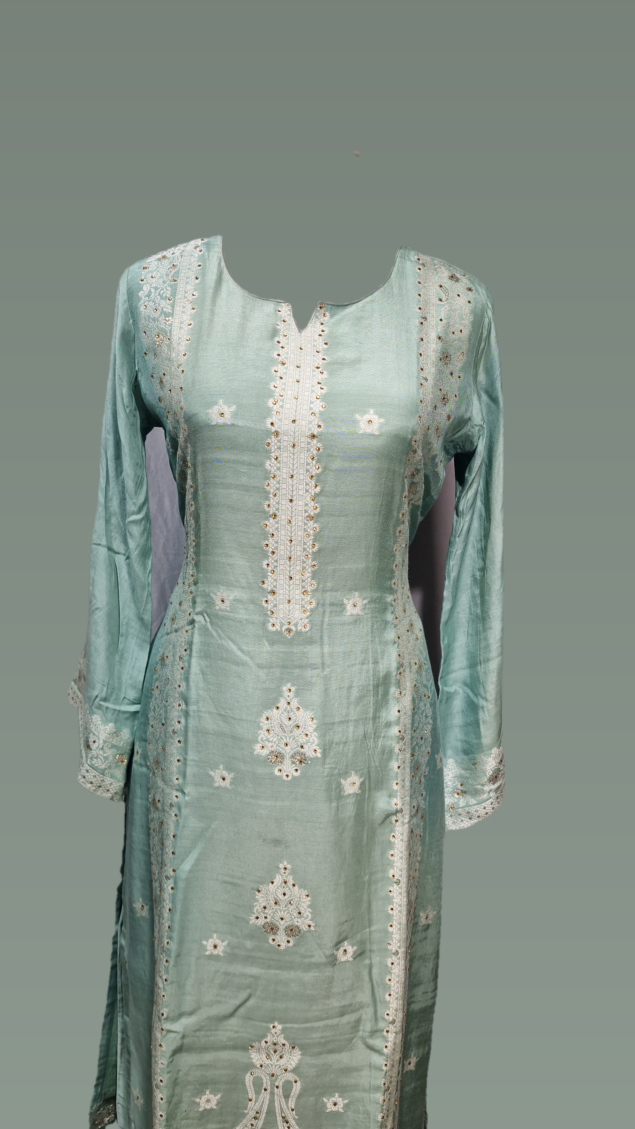 3PCS 113D Green Cotton Mix AB Suit