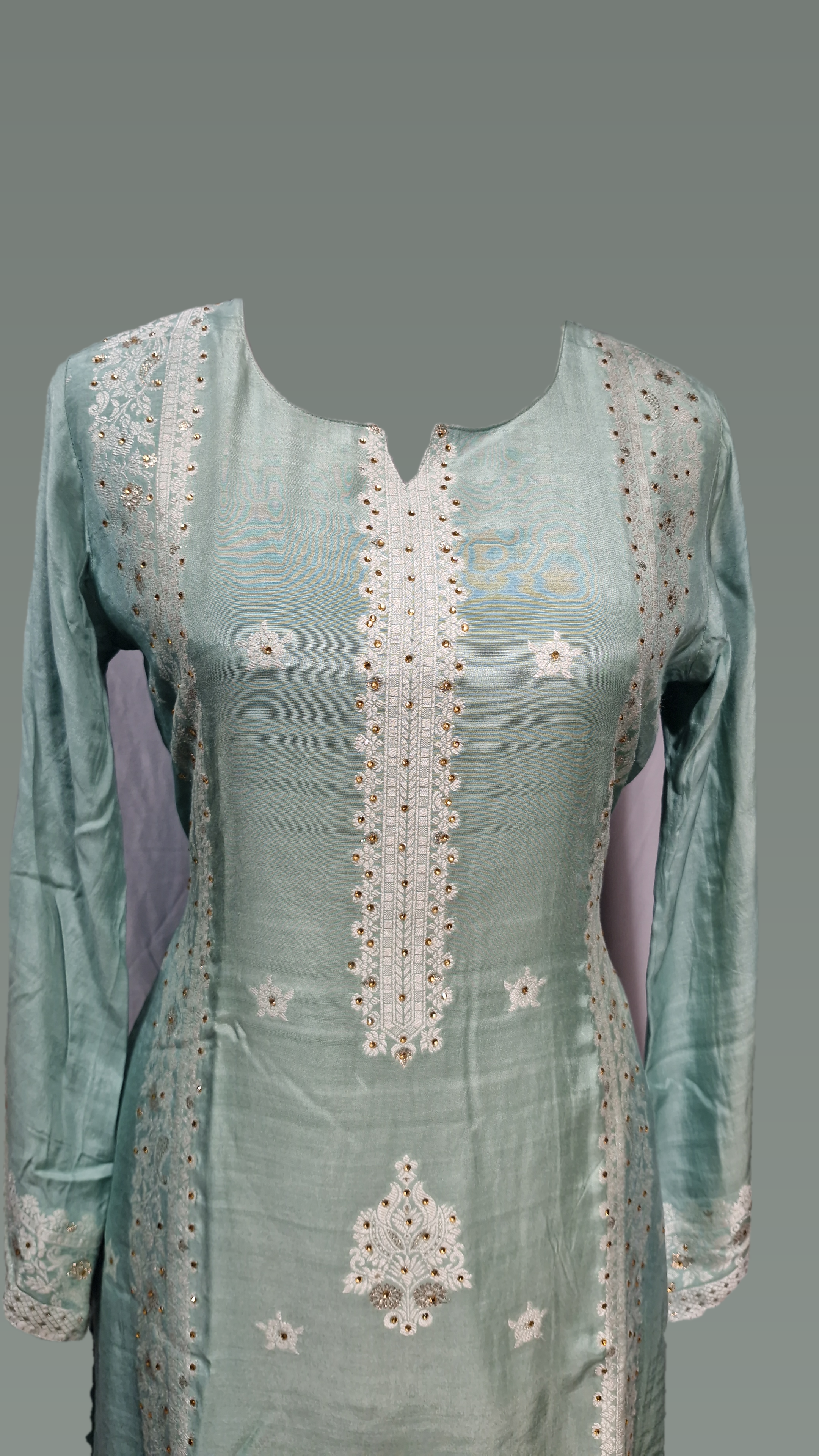 3PCS 113D Green Cotton Mix AB Suit