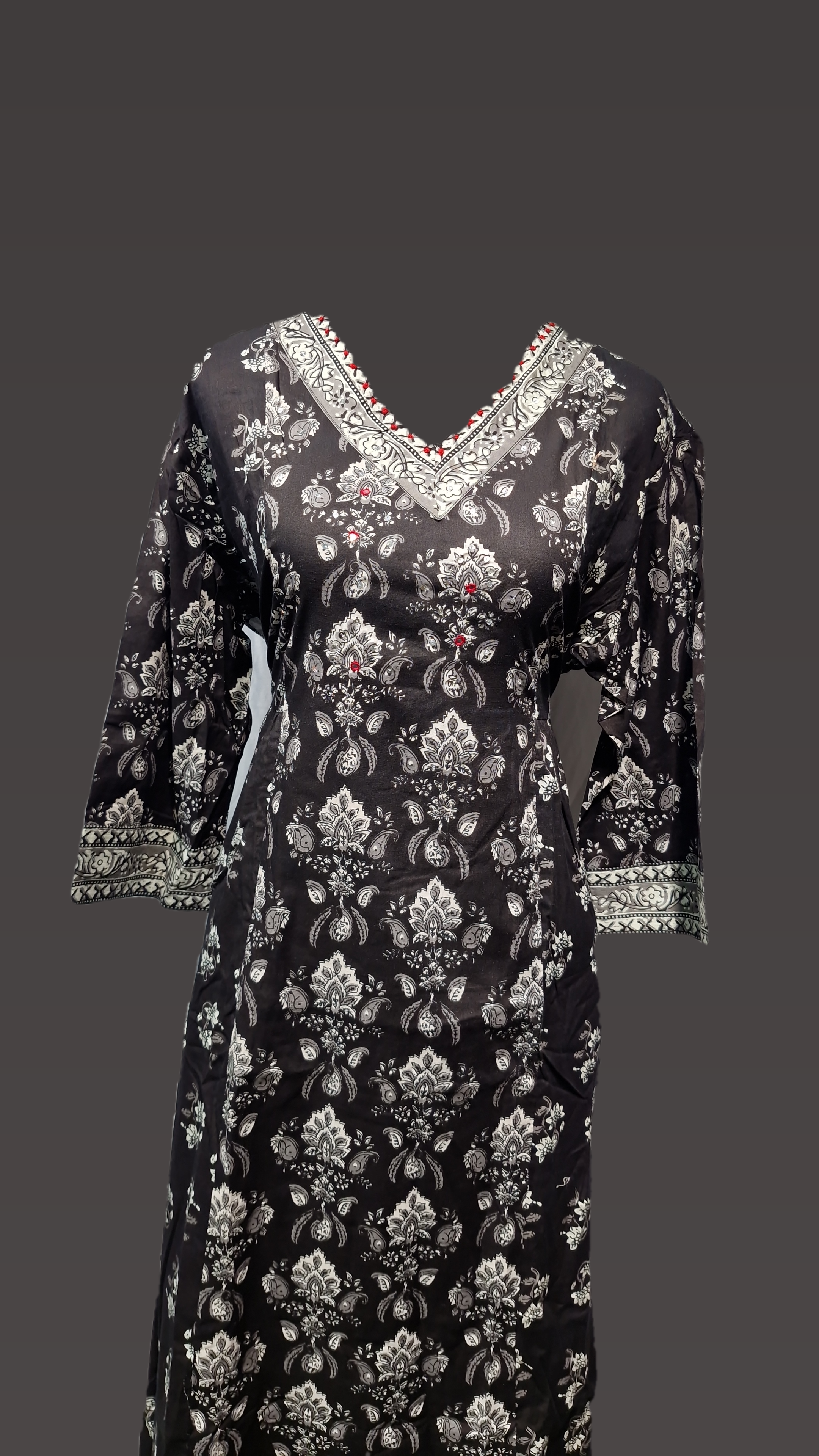 VN A-line Cotton Black Suit