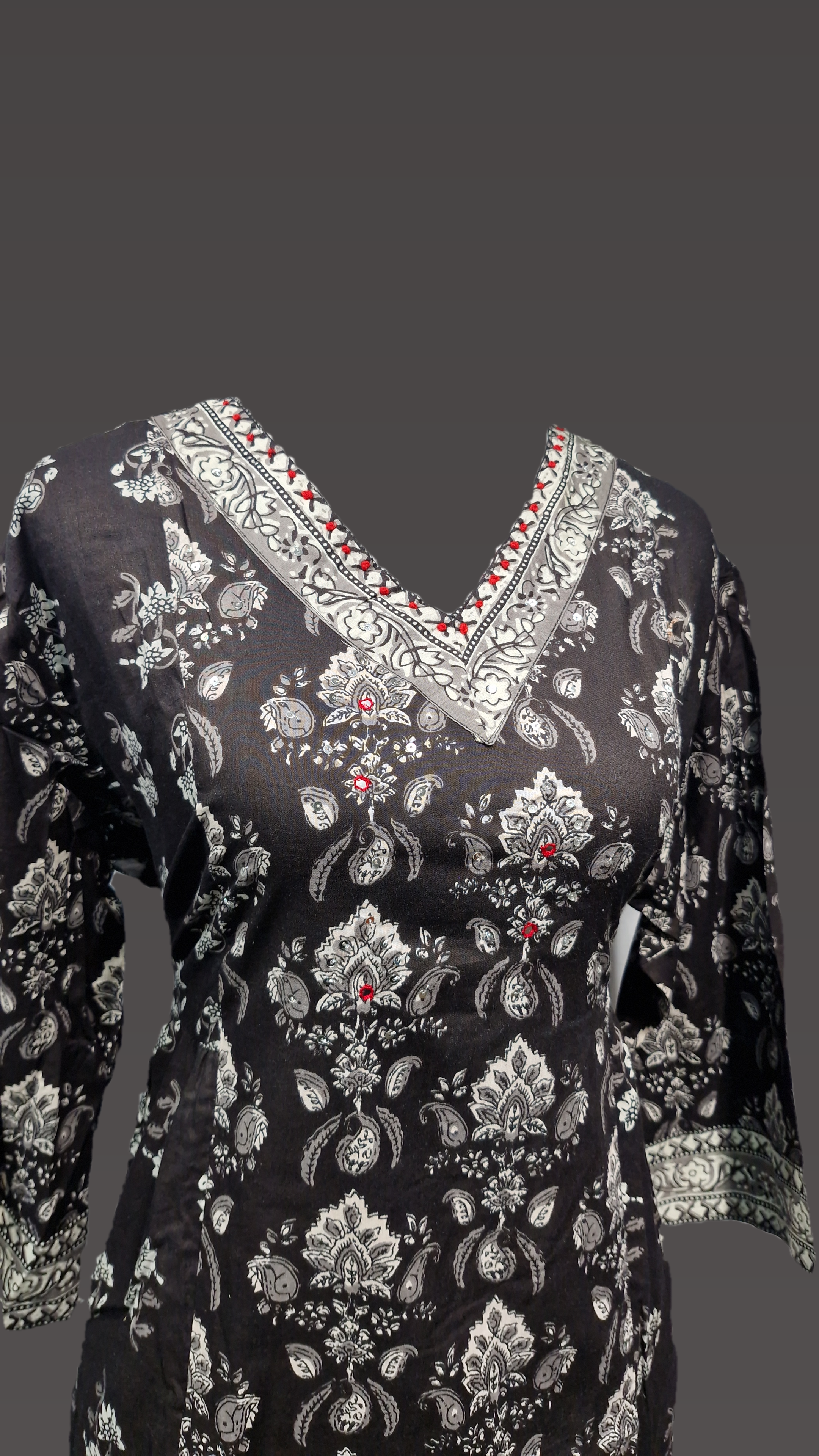 VN A-line Cotton Black Suit