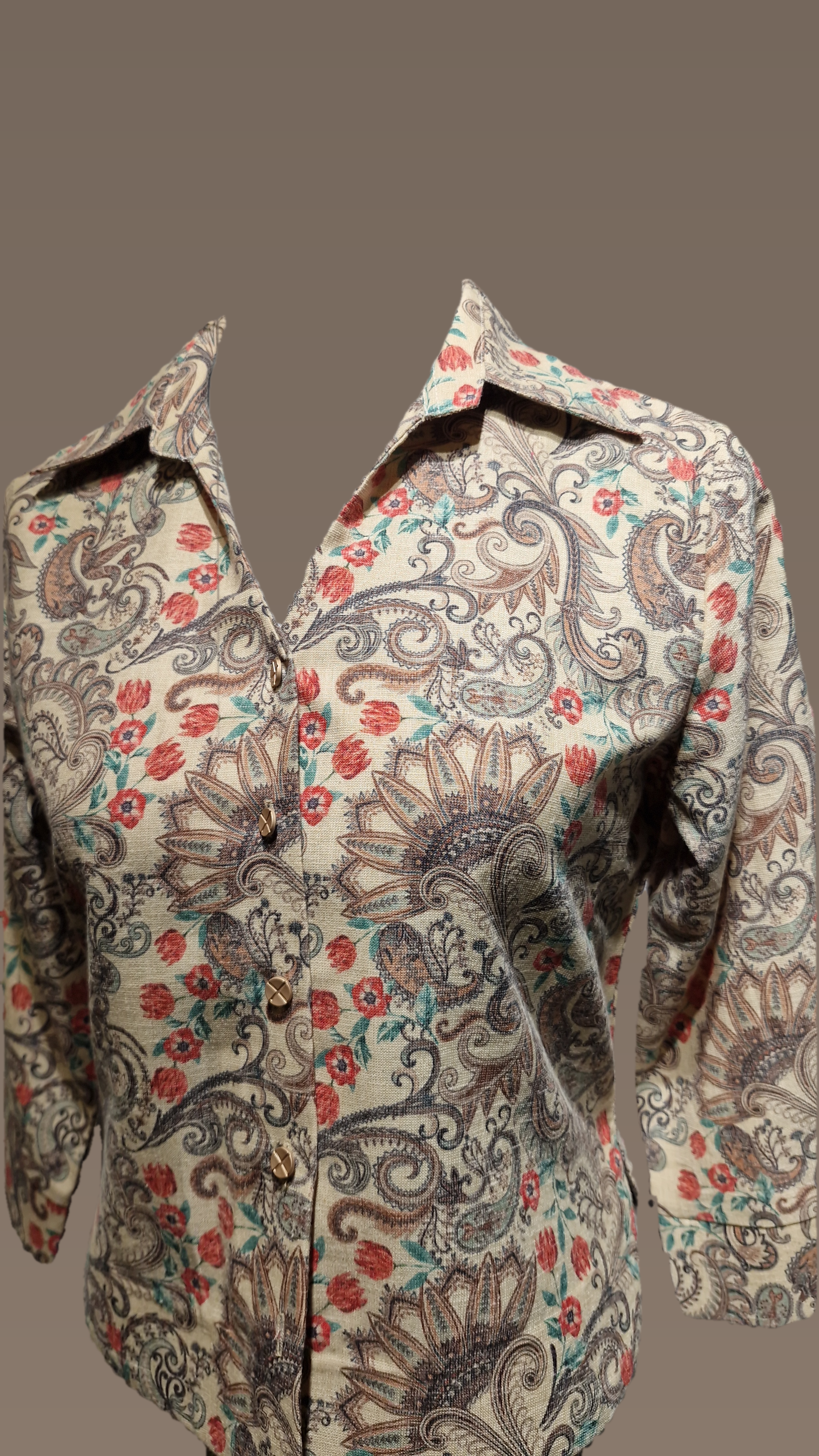 Printed FO Collar Top Crop Top