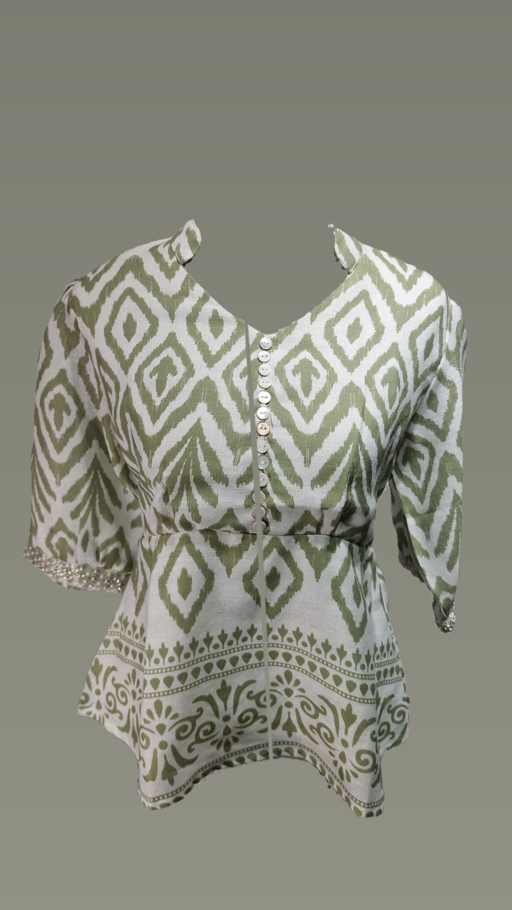 Cotton Paplum top VN Beads work arm