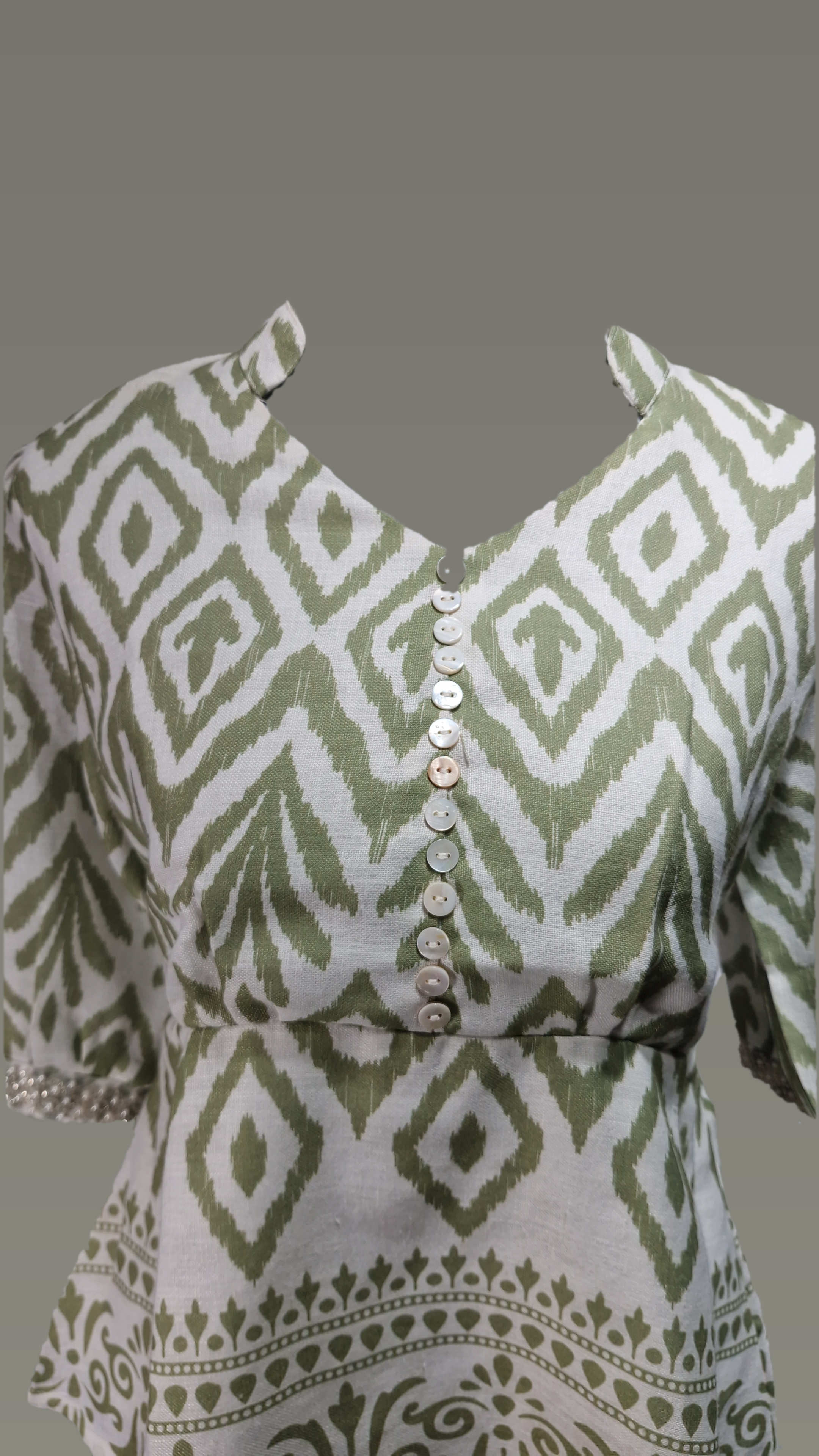 Cotton Paplum top VN Beads work arm