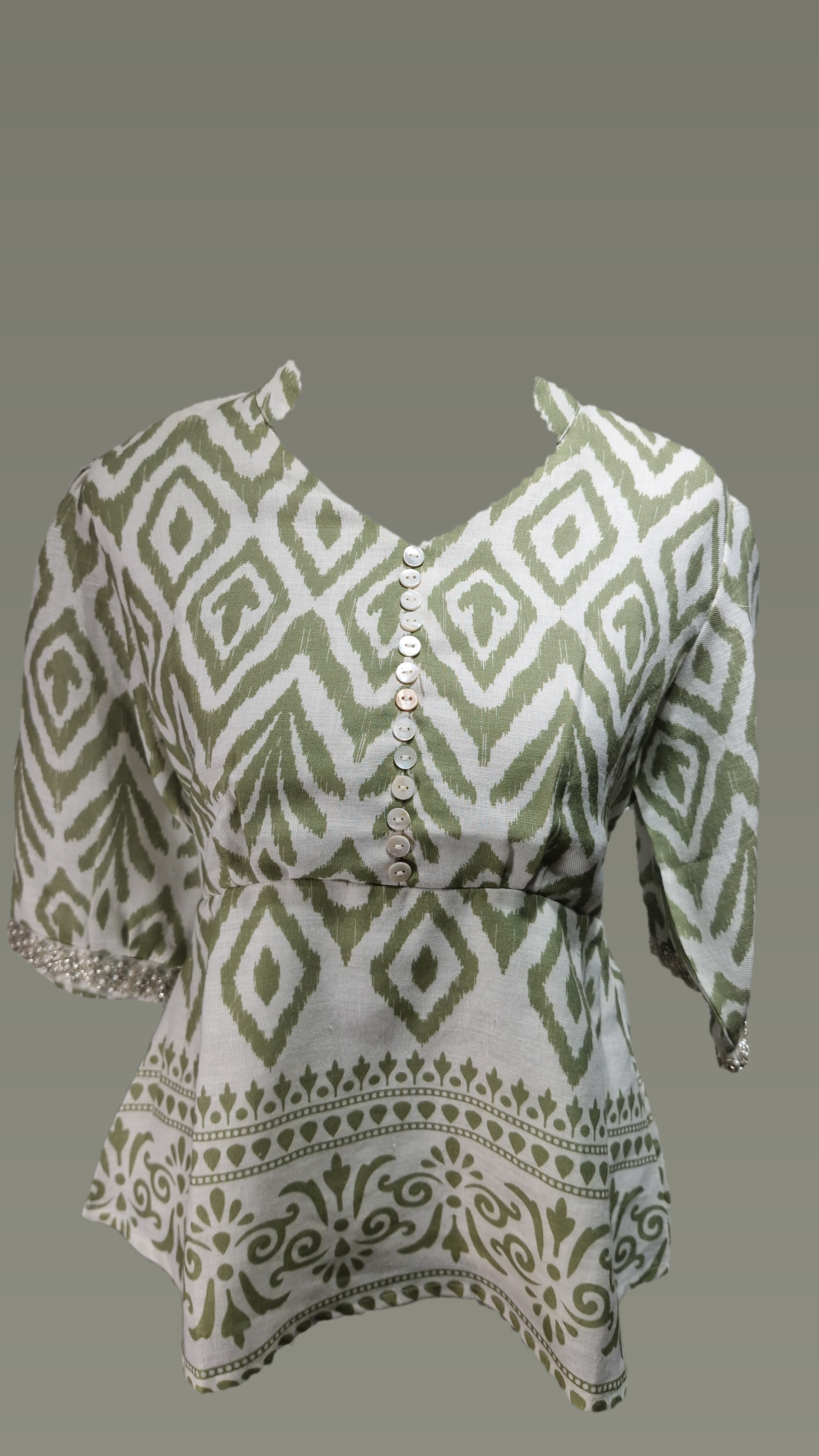 Cotton Paplum top VN Beads work arm