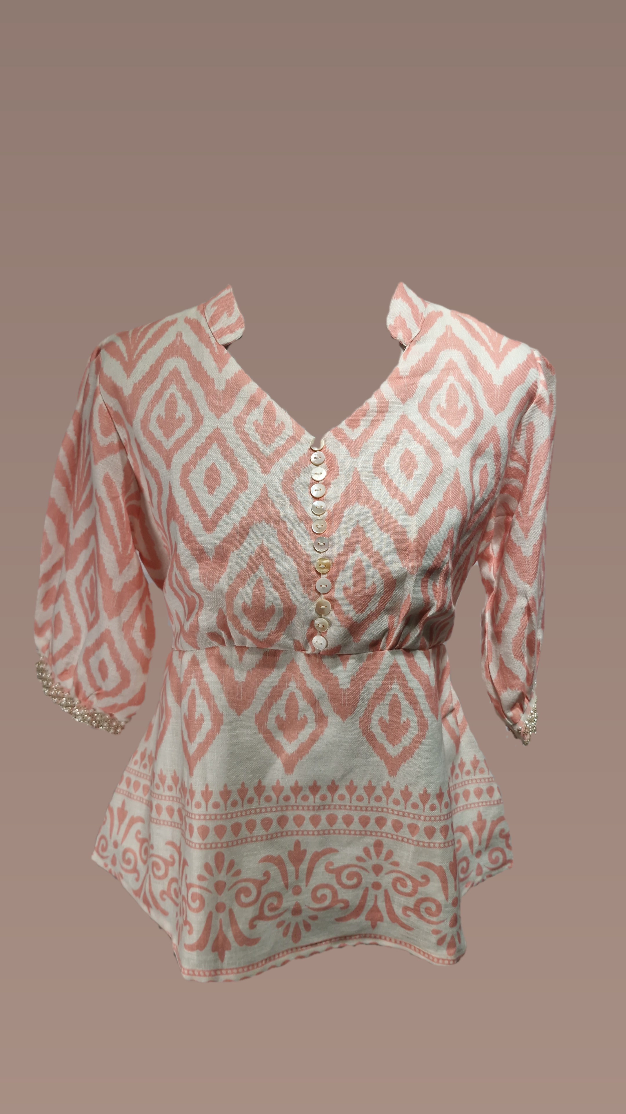 Cotton Paplum top VN Beads work arm