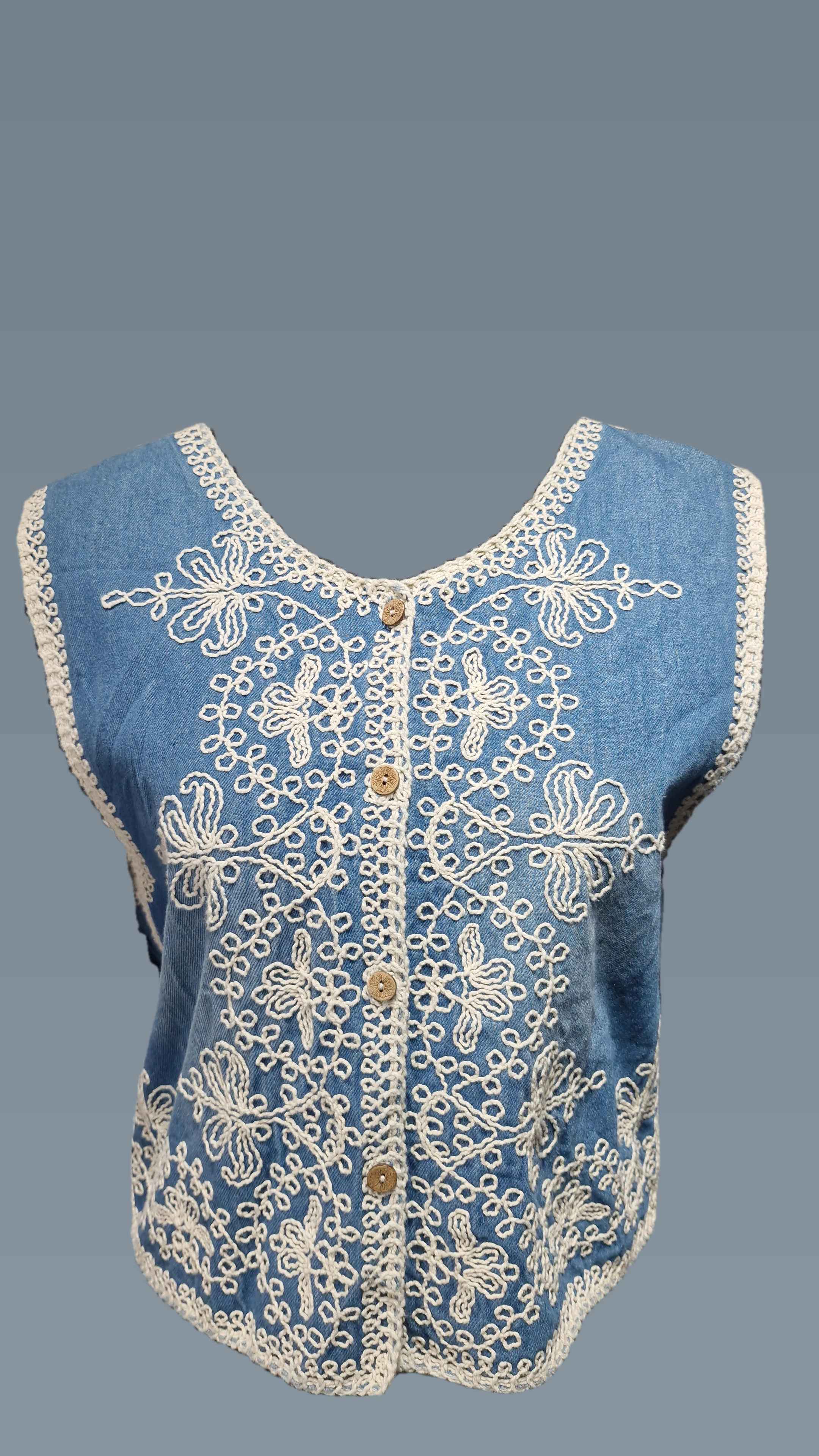 Embroided denim Vest with Shirt