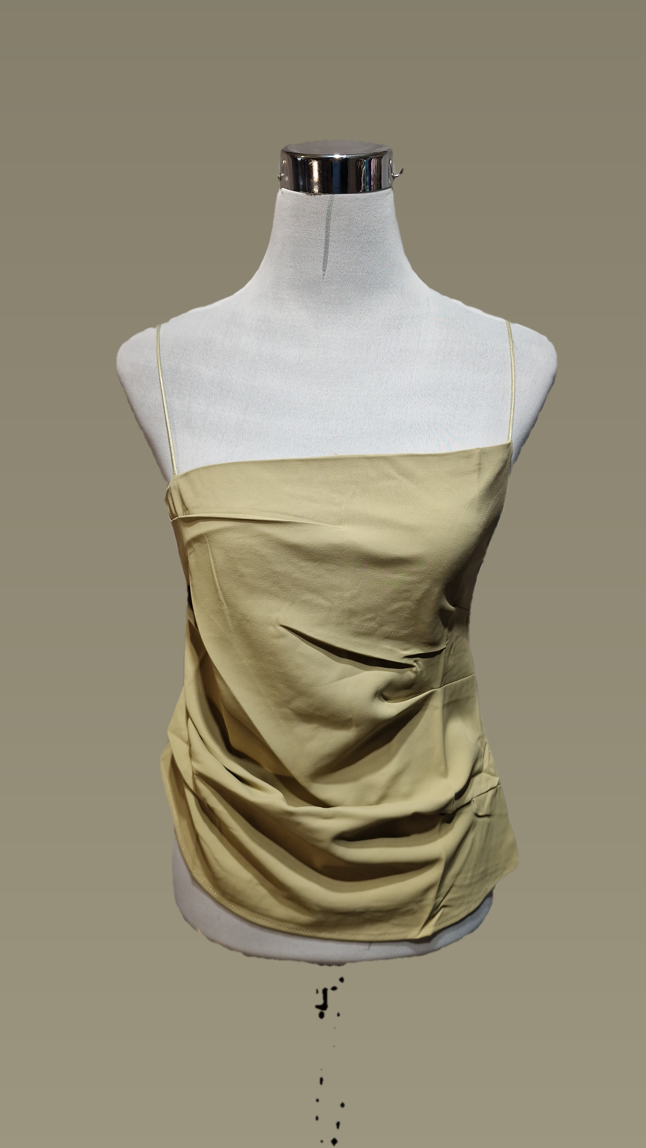 Asymitric Cami Pleated Cami Top Crop Top