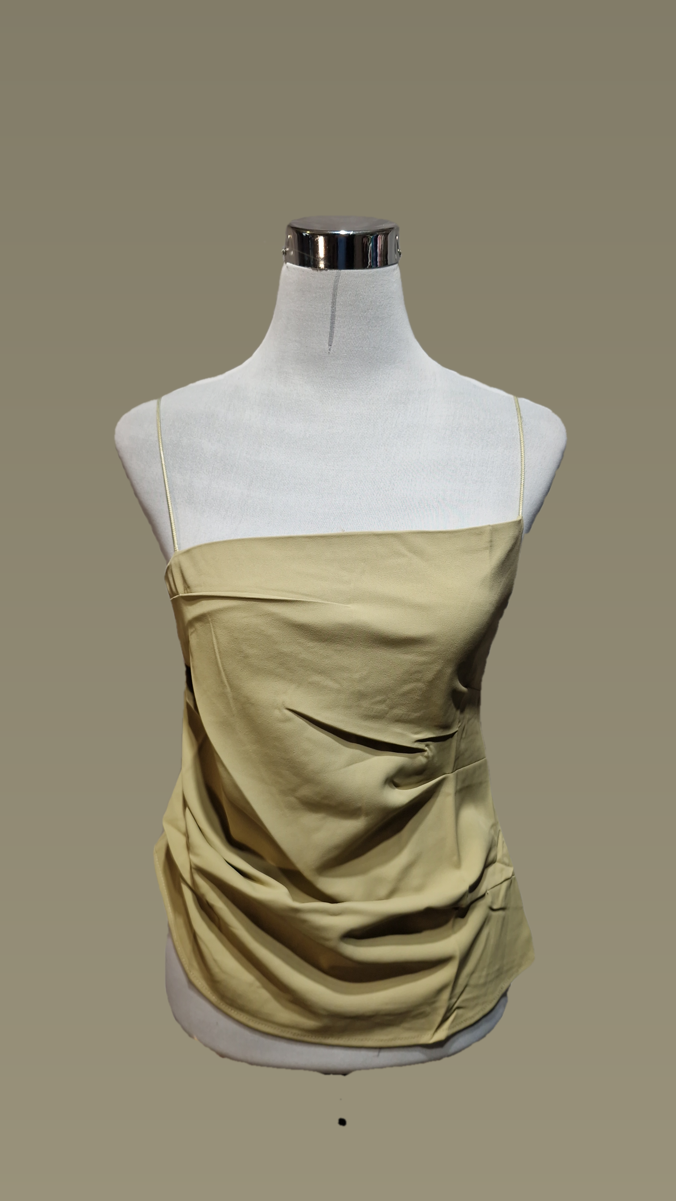 Asymitric Cami Pleated Cami Top Crop Top