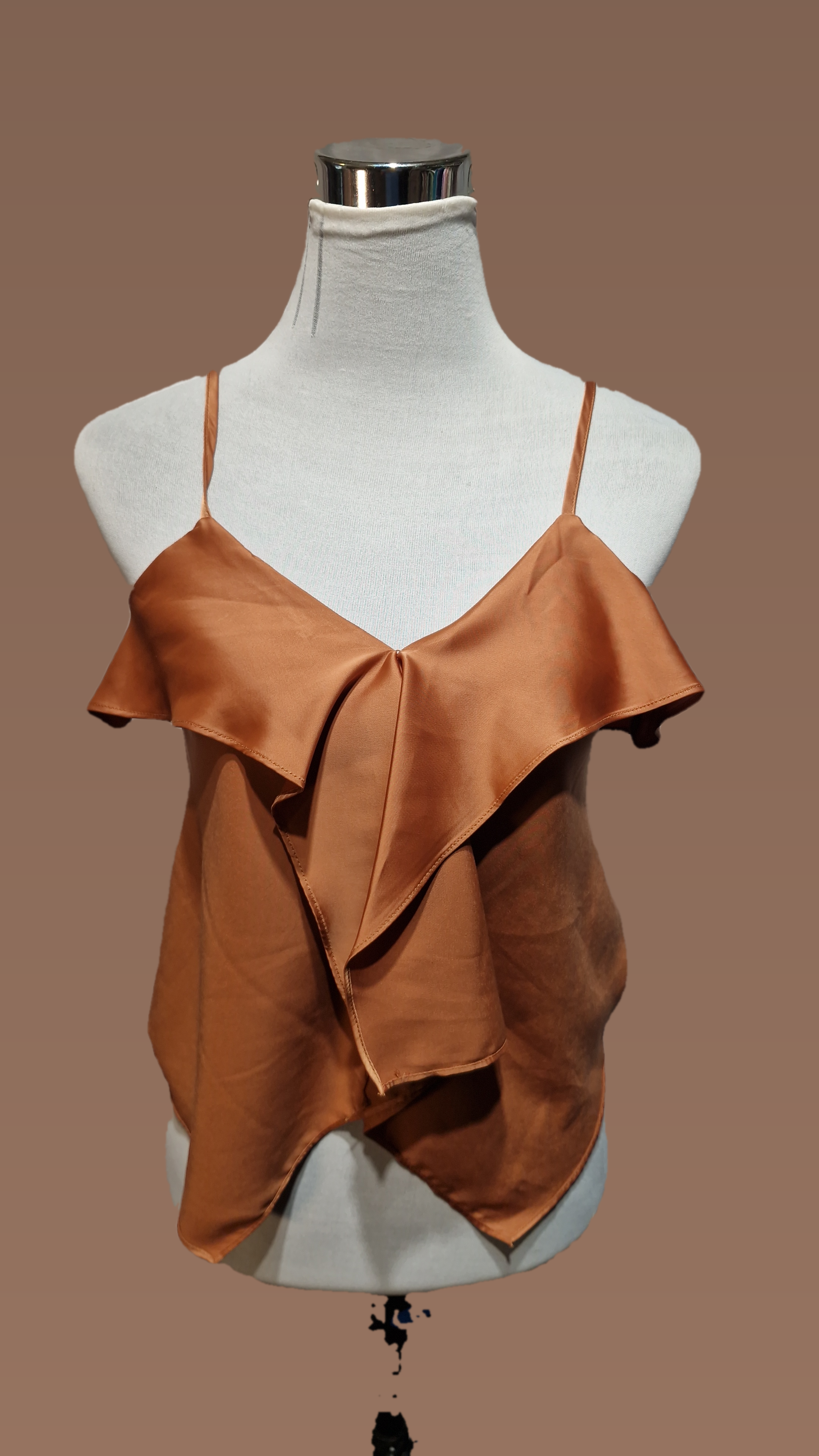 Asymitric Cami Pleated Cami Top Crop Top