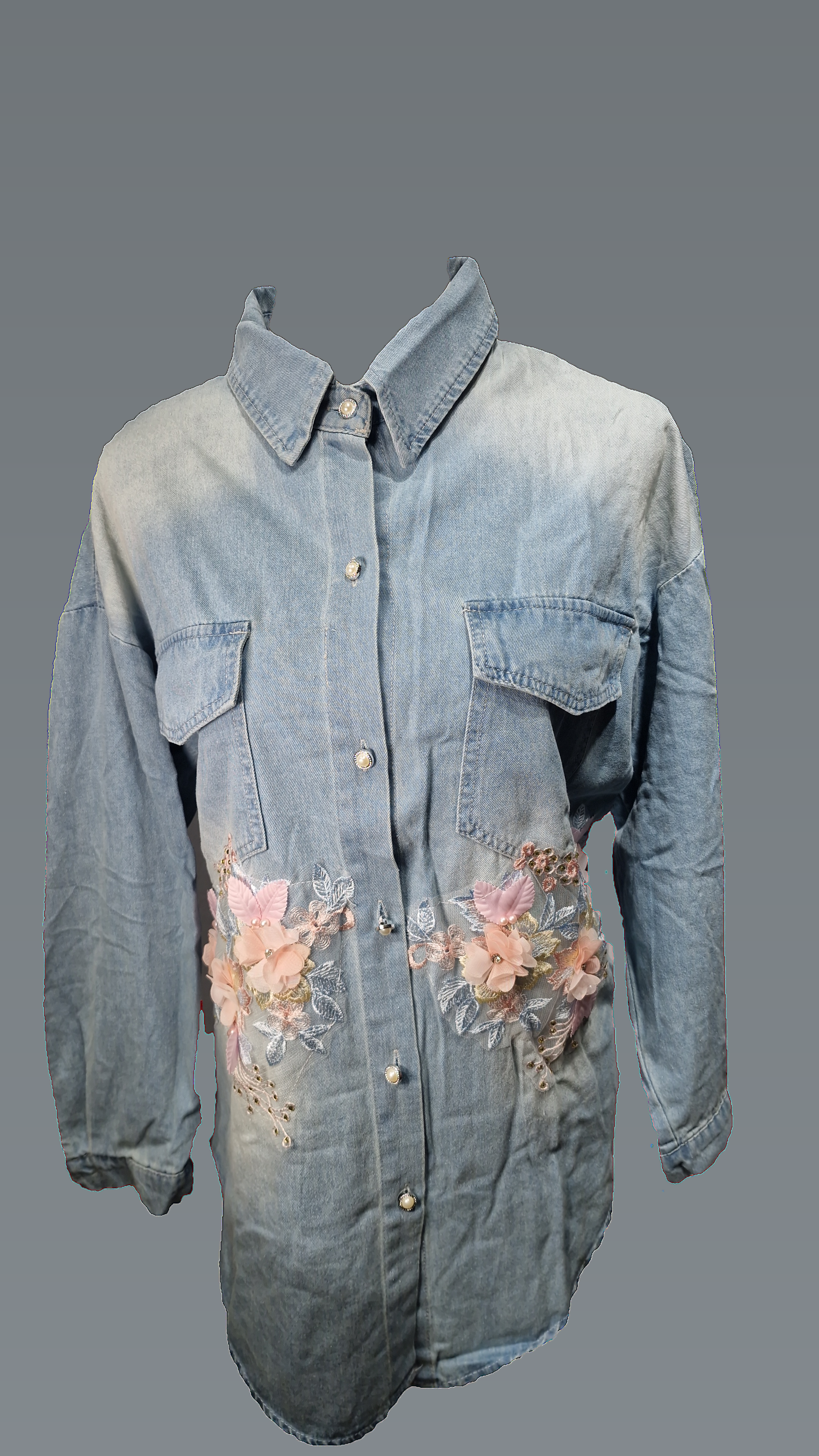 Denim Long Shirt Top