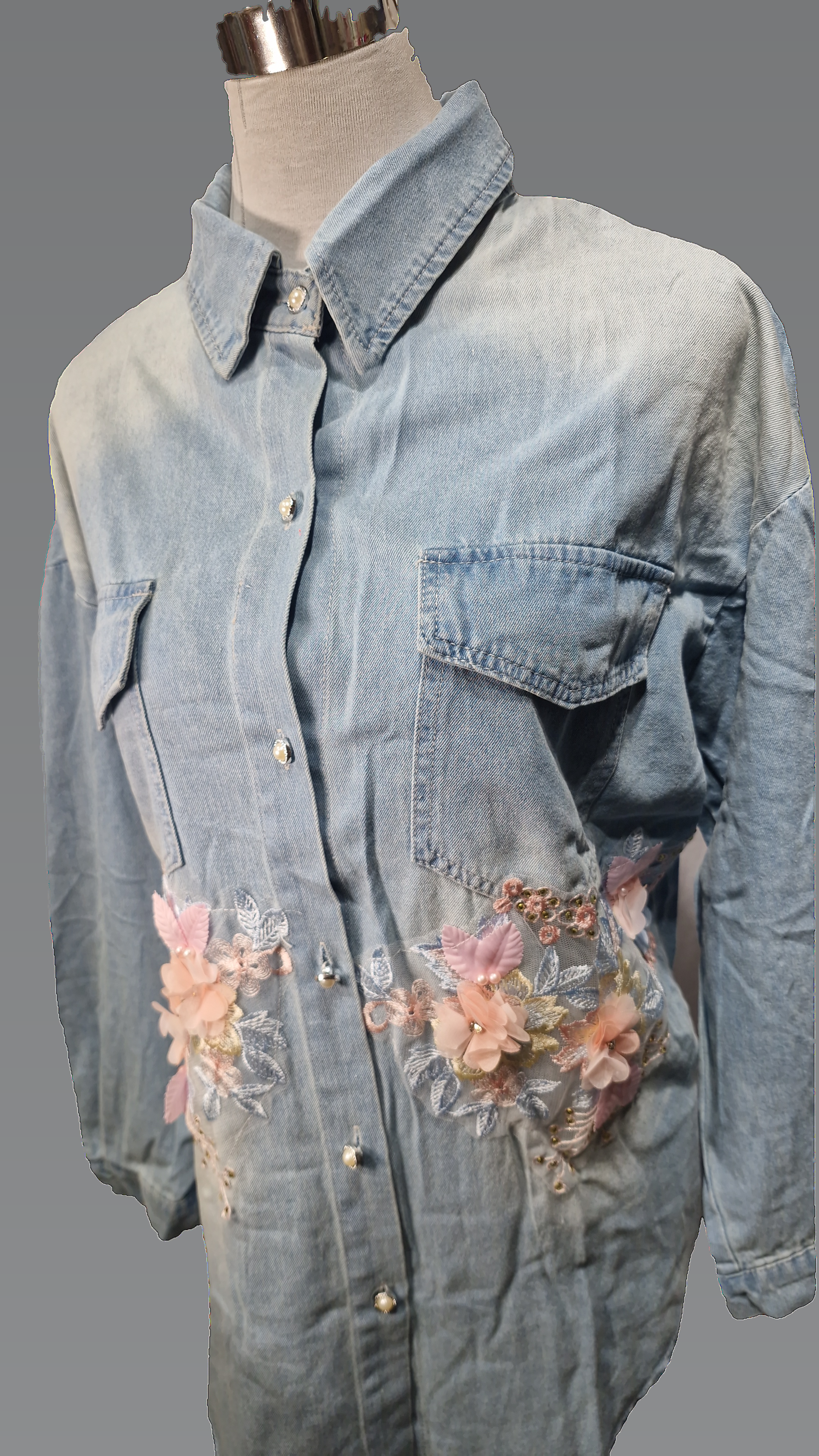 Denim Long Shirt Top