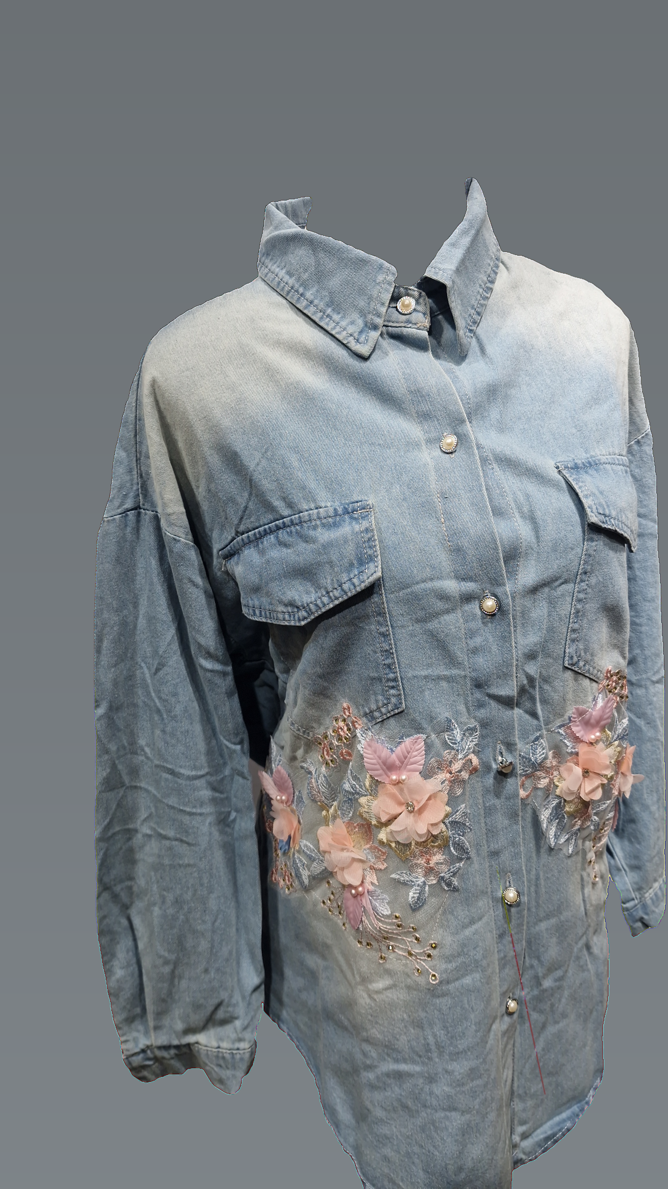 Denim Long Shirt Top