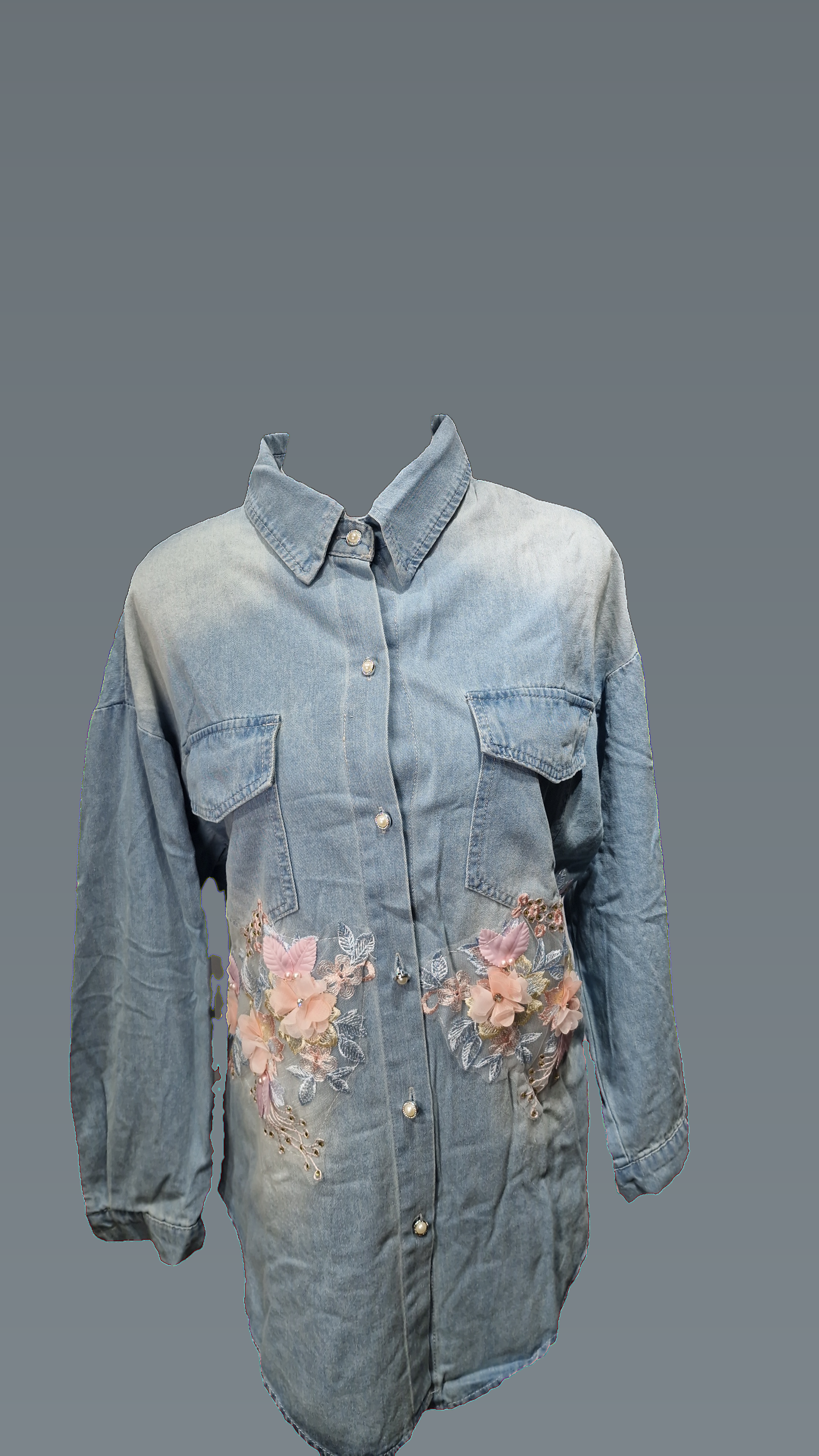 Denim Long Shirt Top
