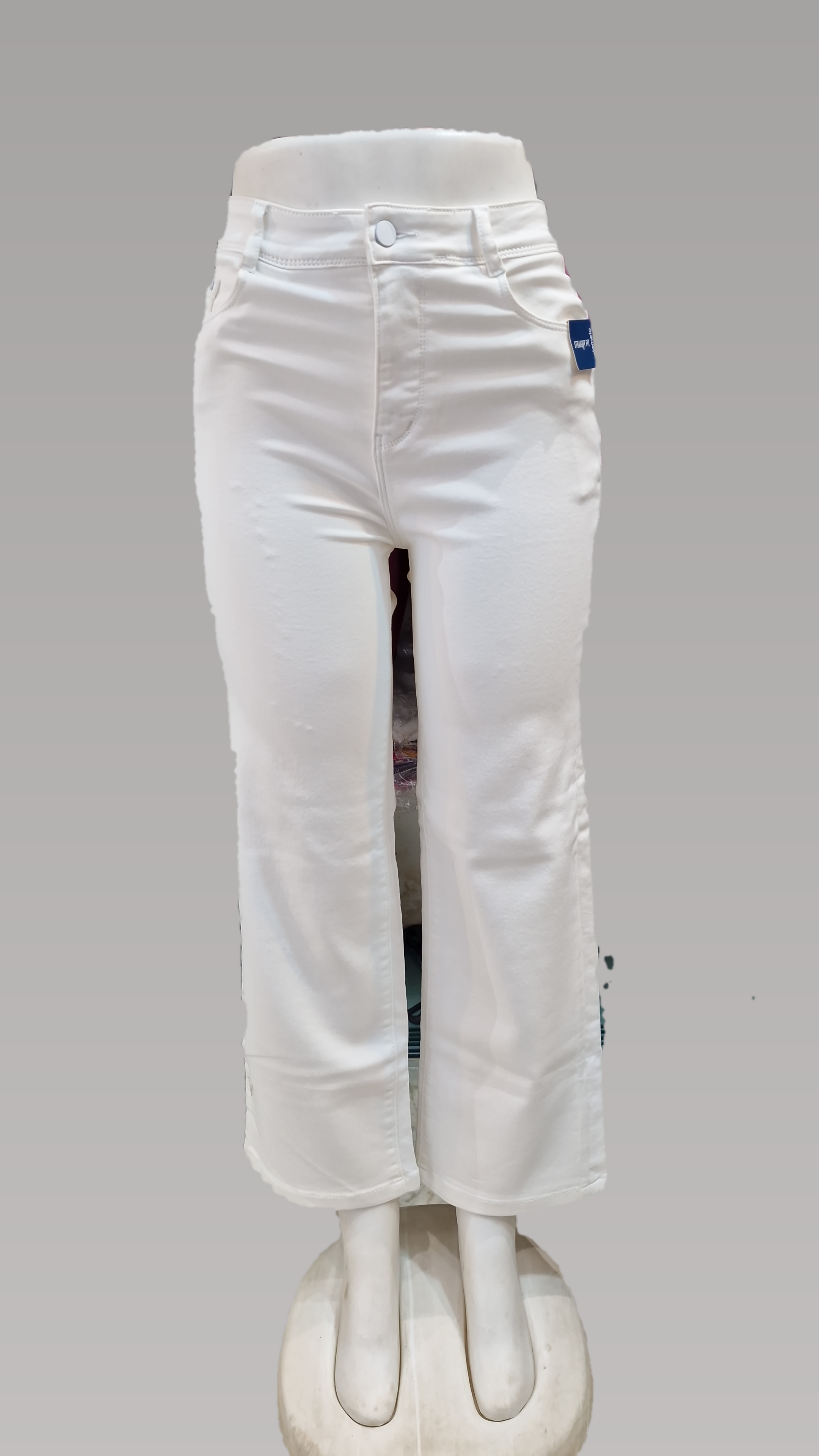 DENIM JEANS White Straight Fit