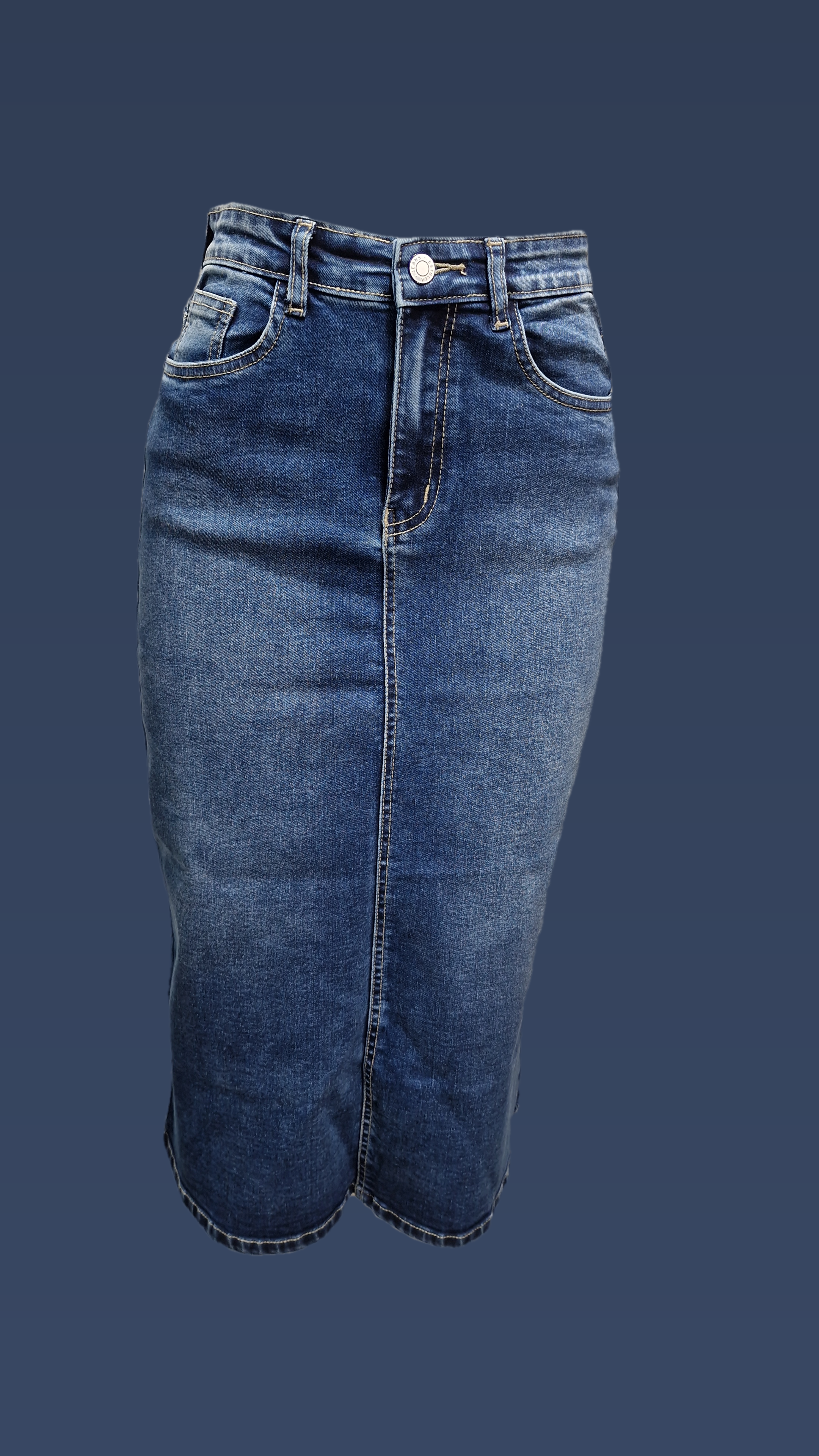 Denim back Cut Mid Ankle Skirt