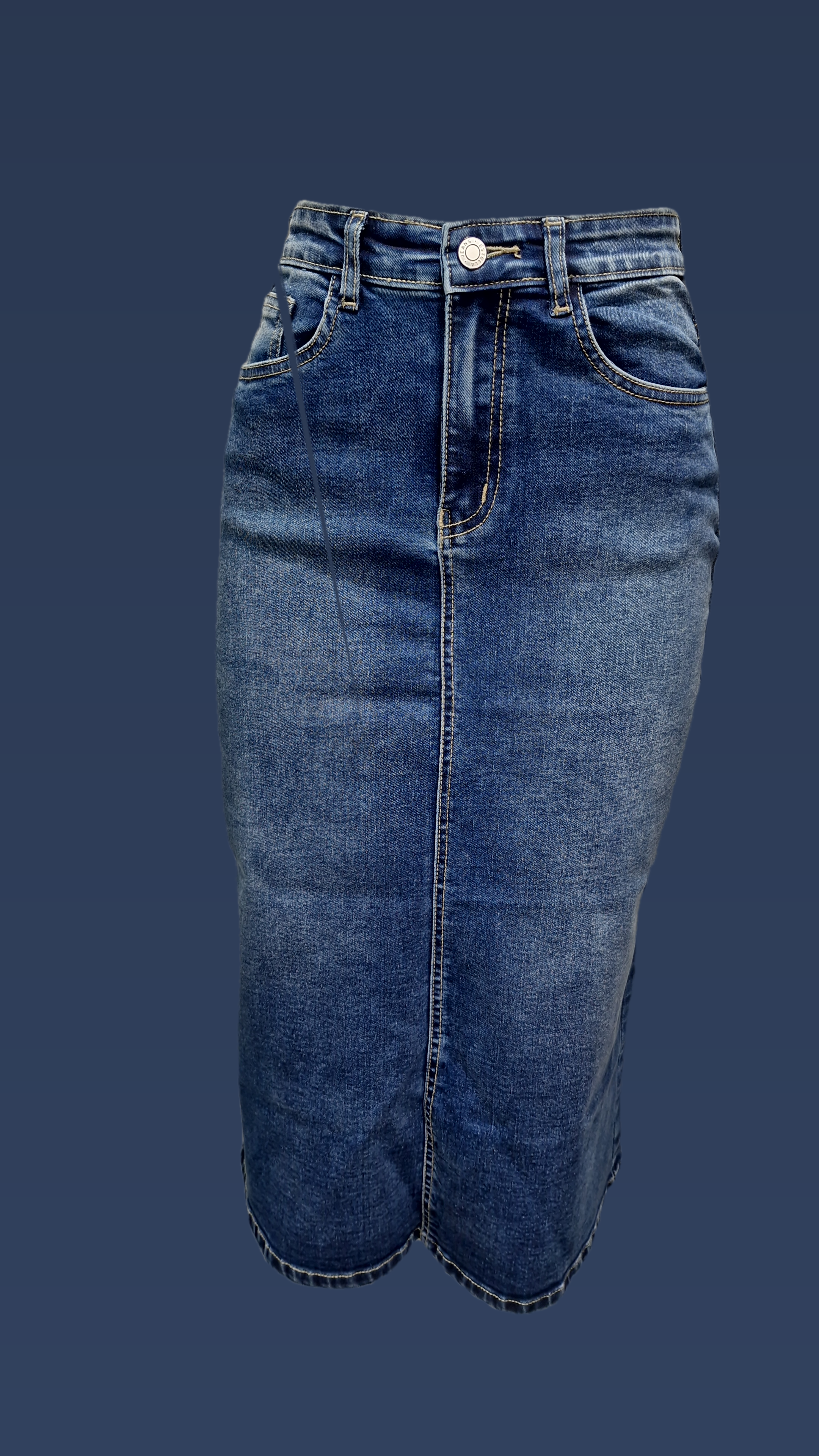 Denim back Cut Mid Ankle Skirt