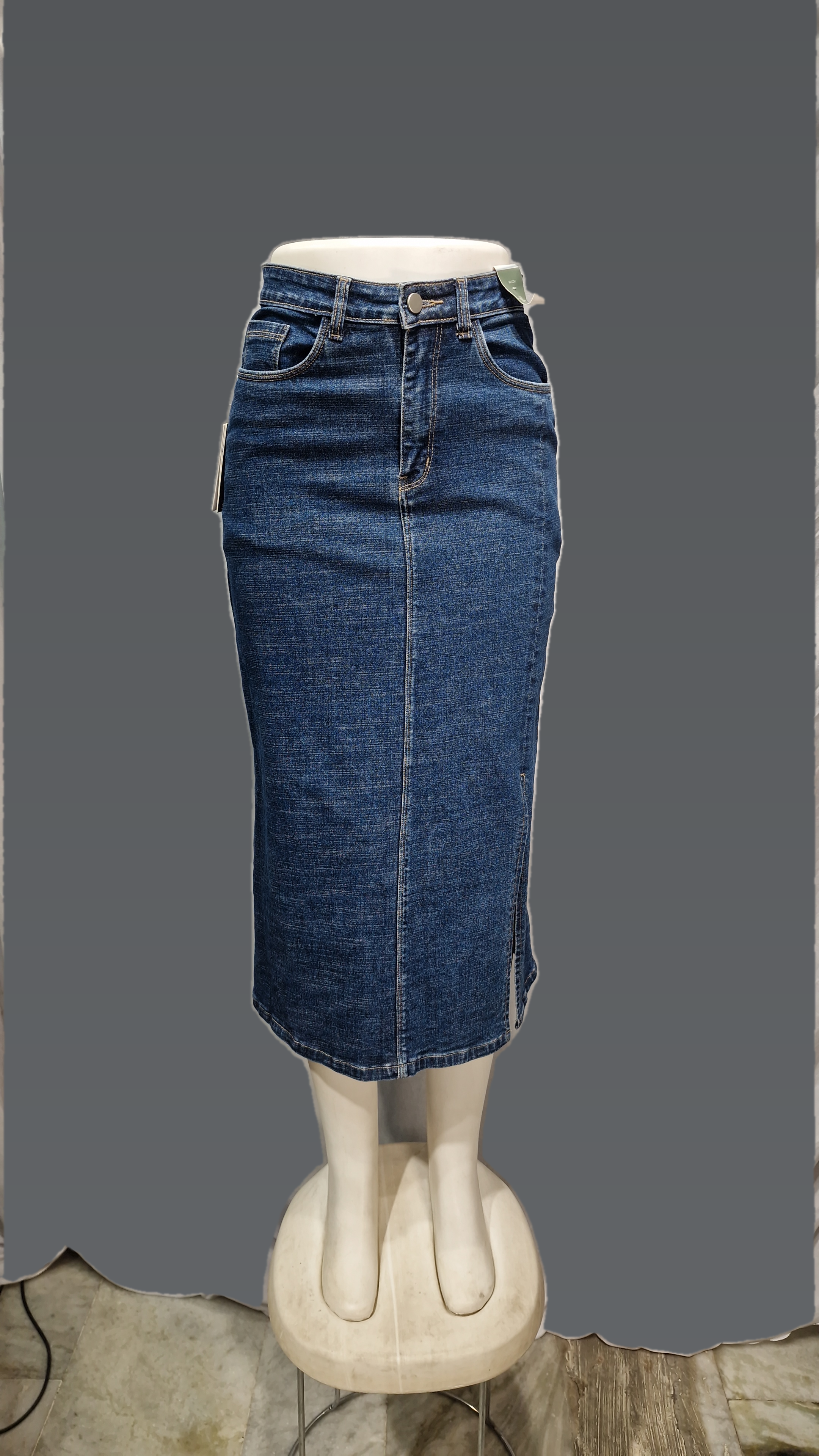 Denim Mid ankel length Side cut Skirt