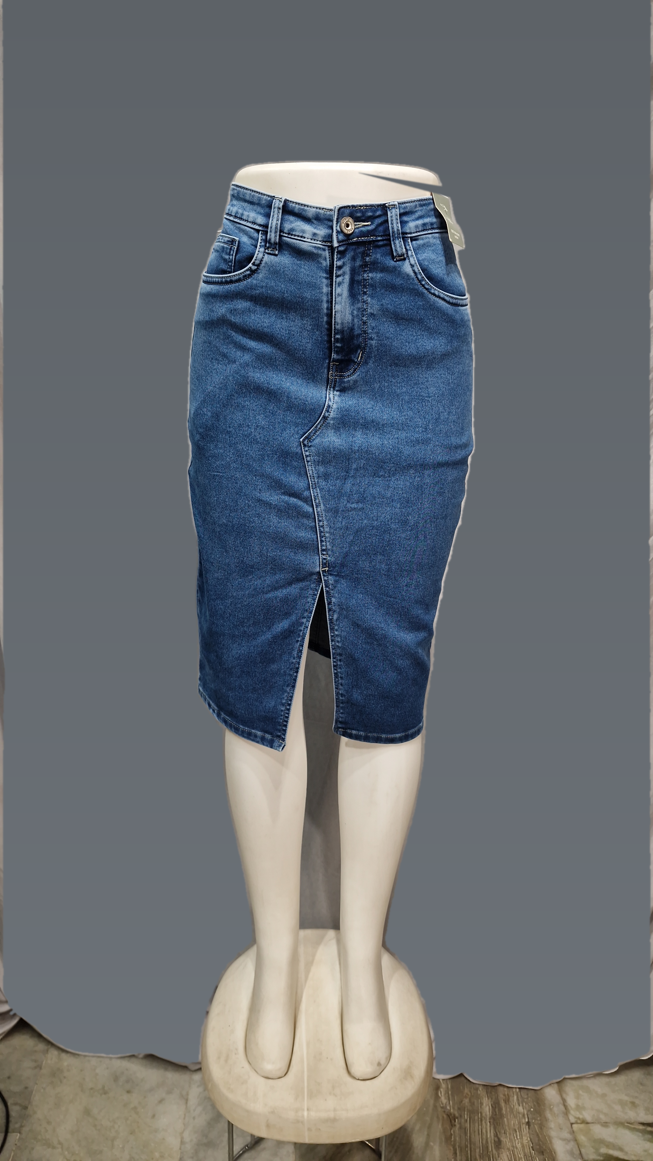 Denim Skirt Knee-L 2655