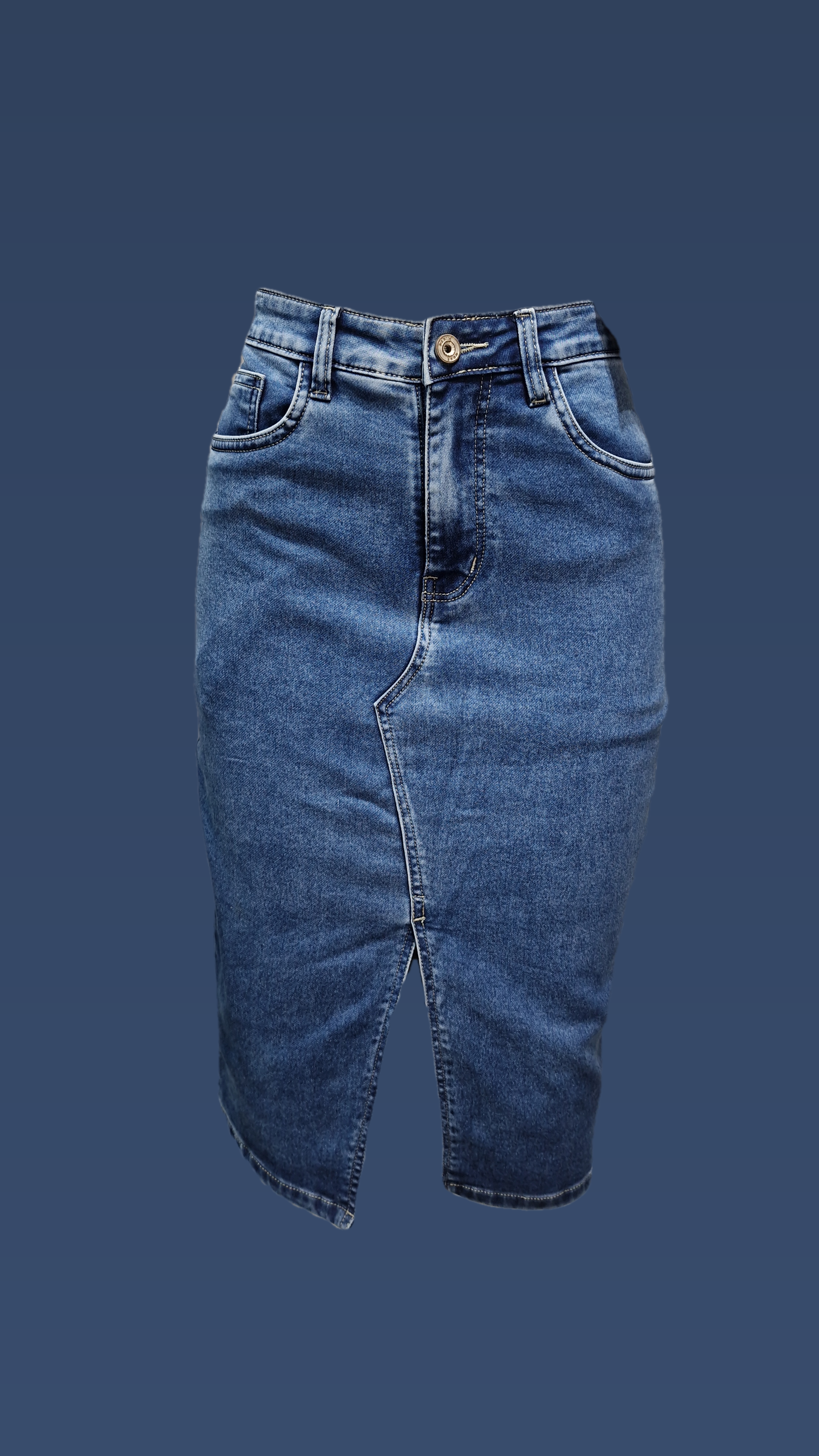 Denim Skirt Knee-L 2655