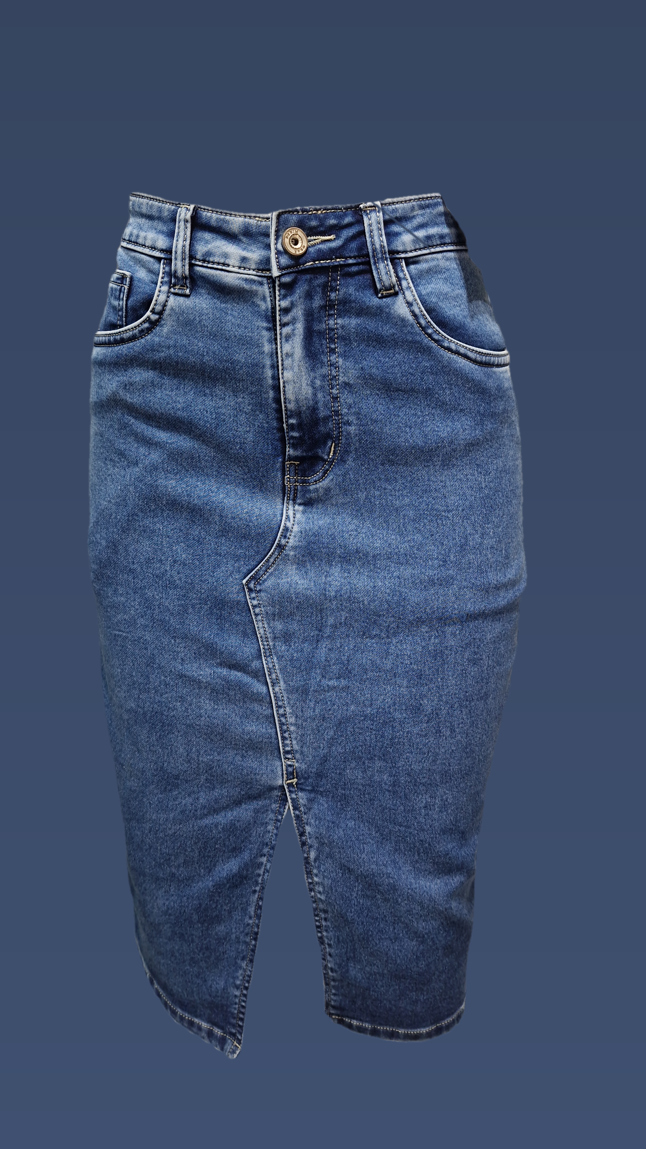 Denim Skirt Knee-L 2655