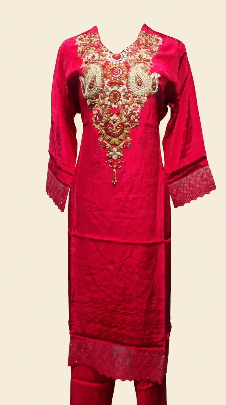 Party Wear Beg Suit with Arm Neck Work