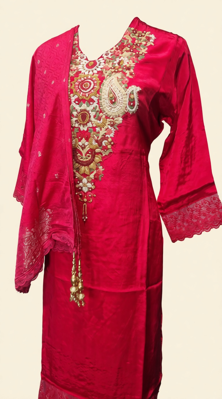 Party Wear Beg Suit with Arm Neck Work