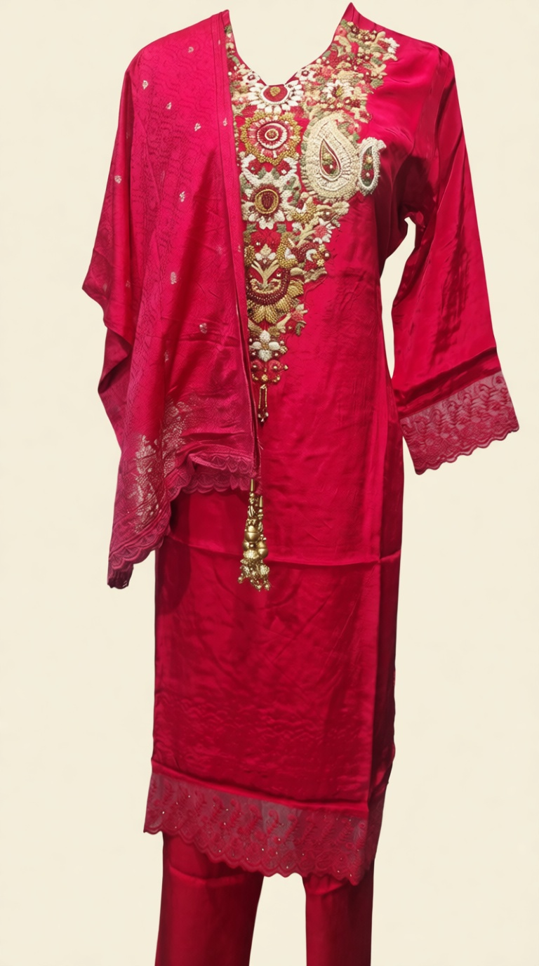 Party Wear Beg Suit with Arm Neck Work