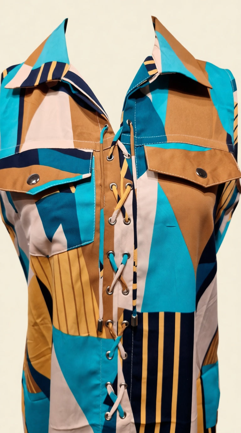 Dress / Dress Collar Printed with Doori