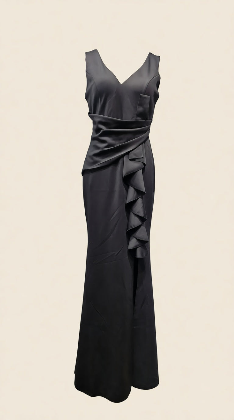 Ruffle Long dress solid color
