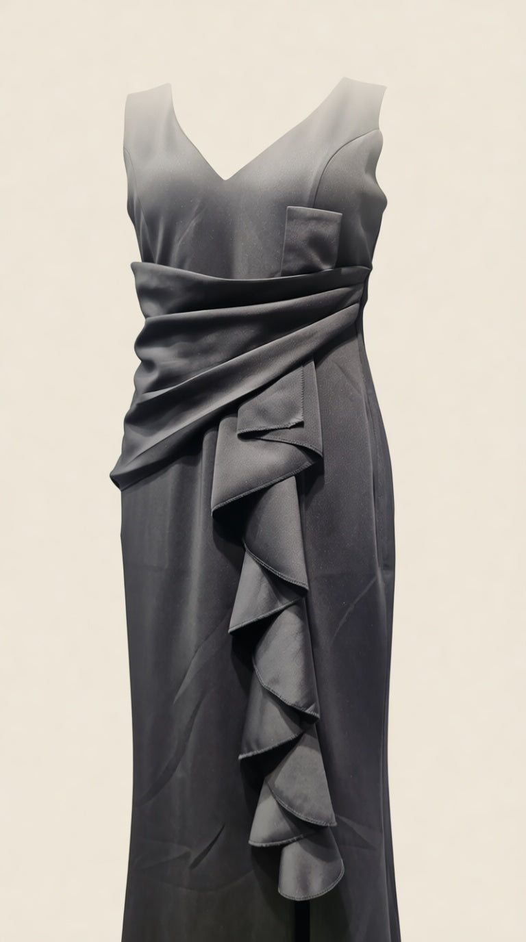 Ruffle Long dress solid color