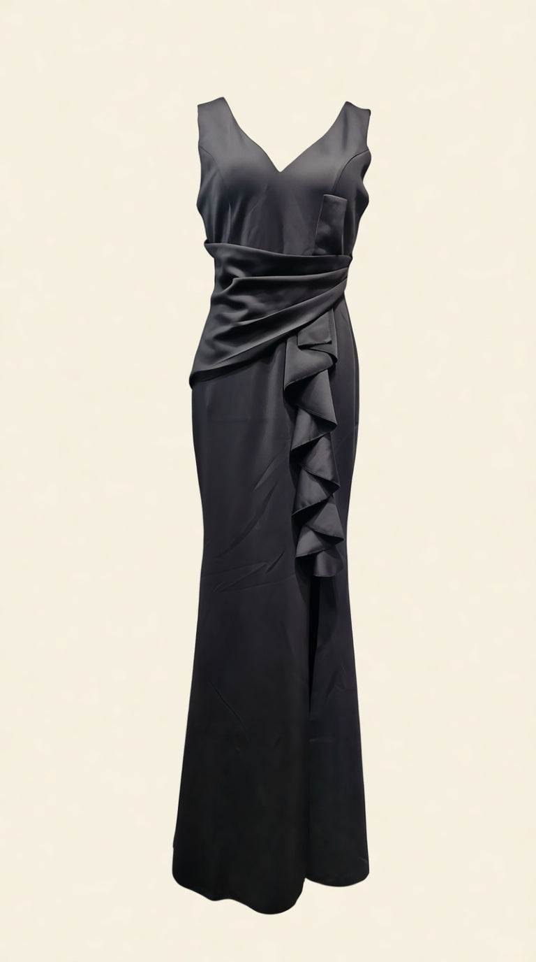 Ruffle Long dress solid color