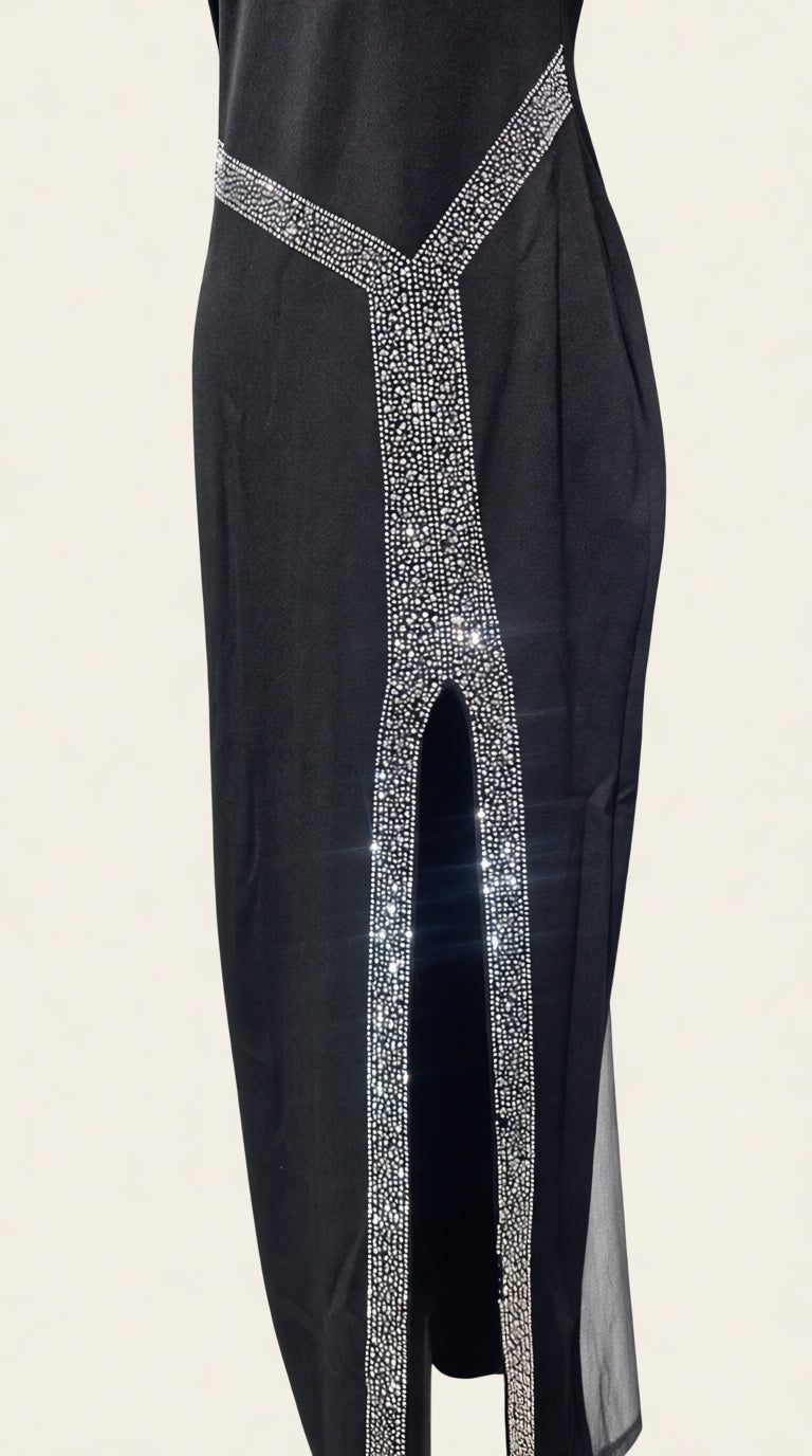 foffset sholder long dress with slit sirvoski DRESS