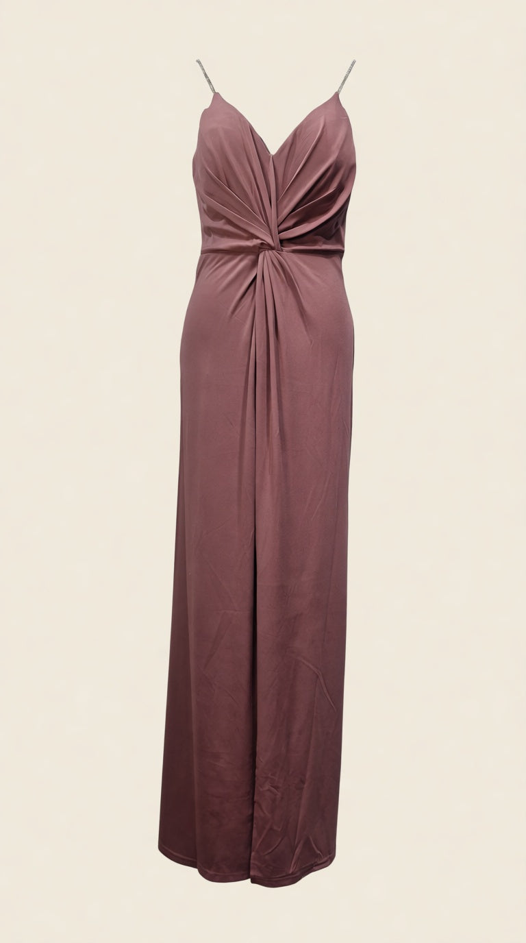 Noodel strap padded lycra onion color lonng dress GOWN