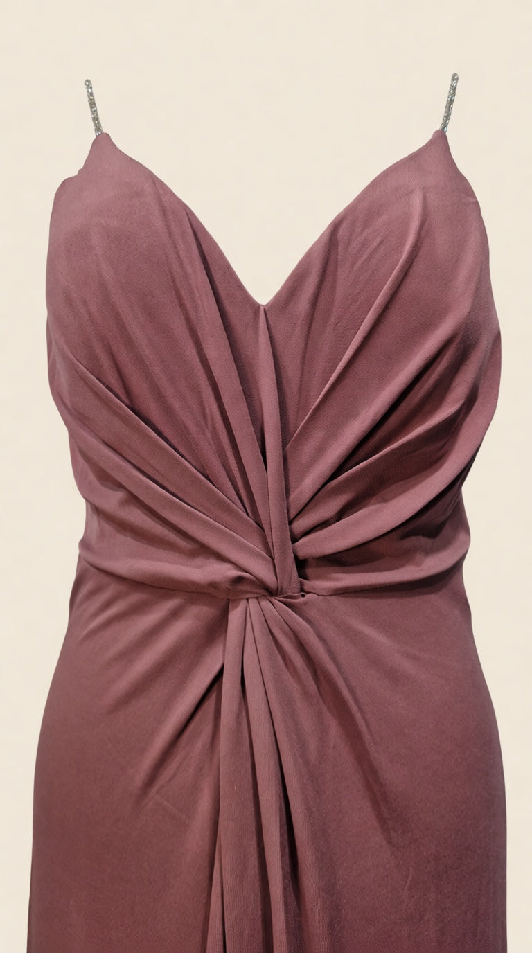 Noodel strap padded lycra onion color lonng dress GOWN