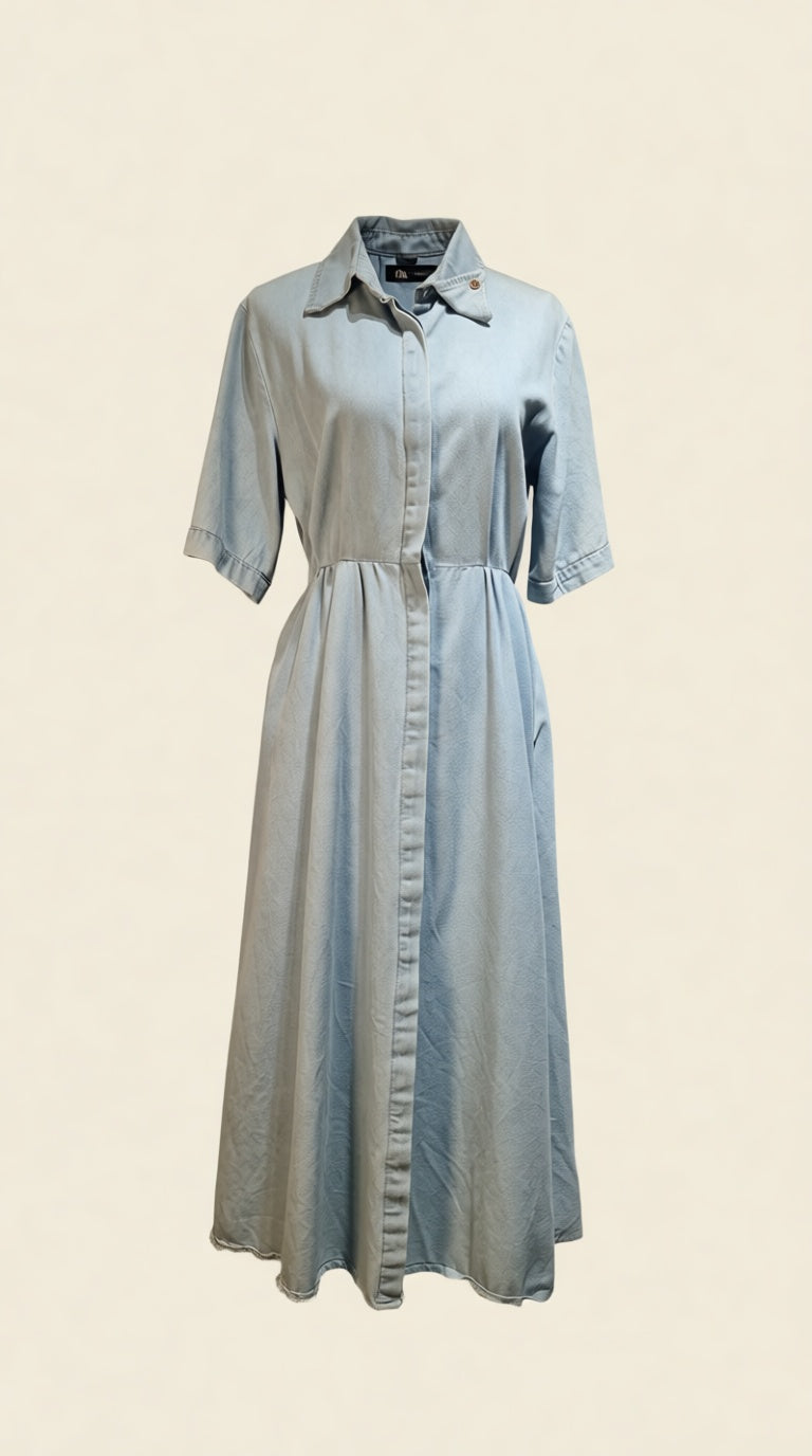 Denim Midi Dress Collar