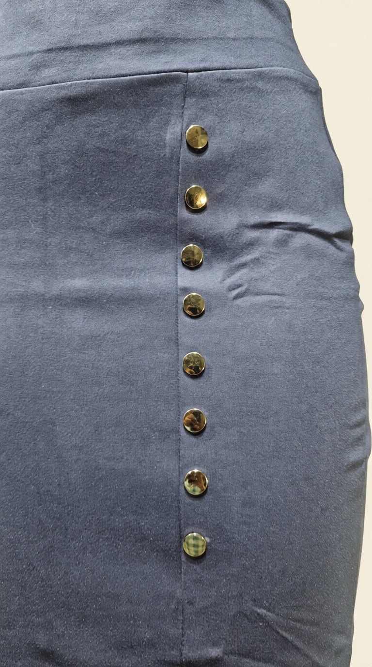 Buttoned Knee length Tensil Skirt