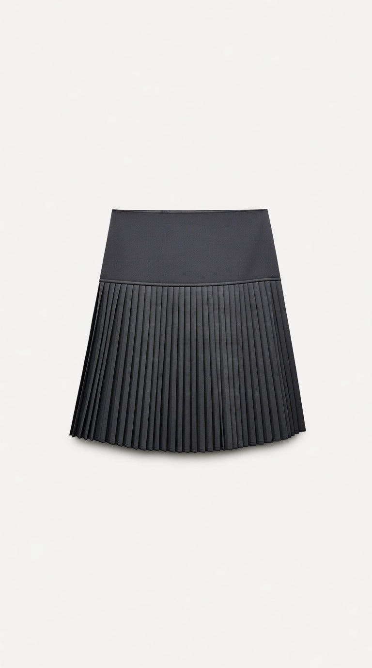 Narrow Pleated Mini Skirt